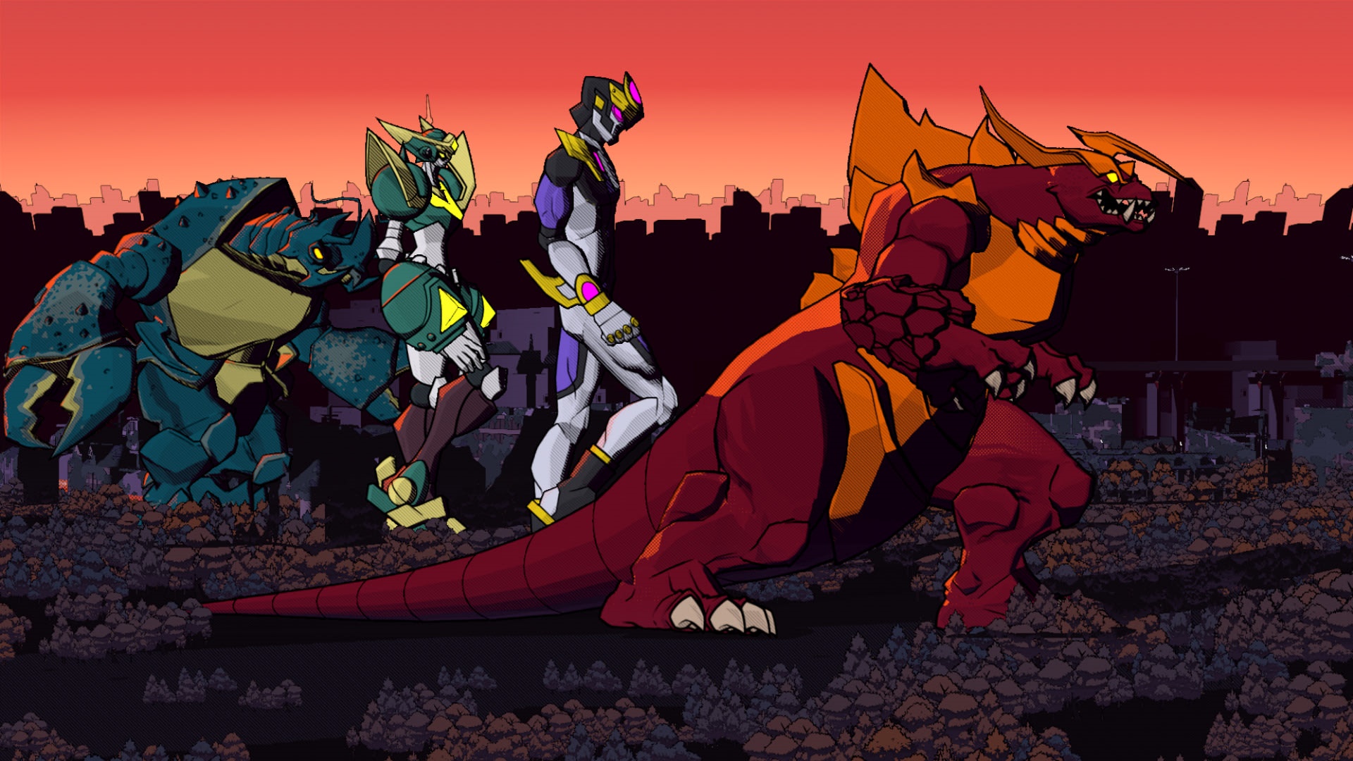 Dawn of the Monsters characters walking HD Wallpaper