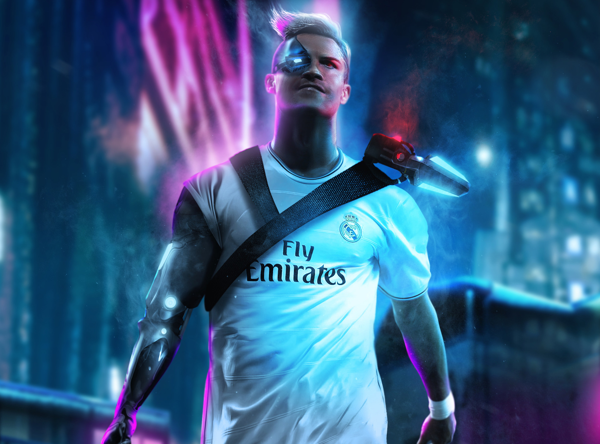 Cristiano Ronaldo in a futuristic Real Madrid kit HD Wallpaper