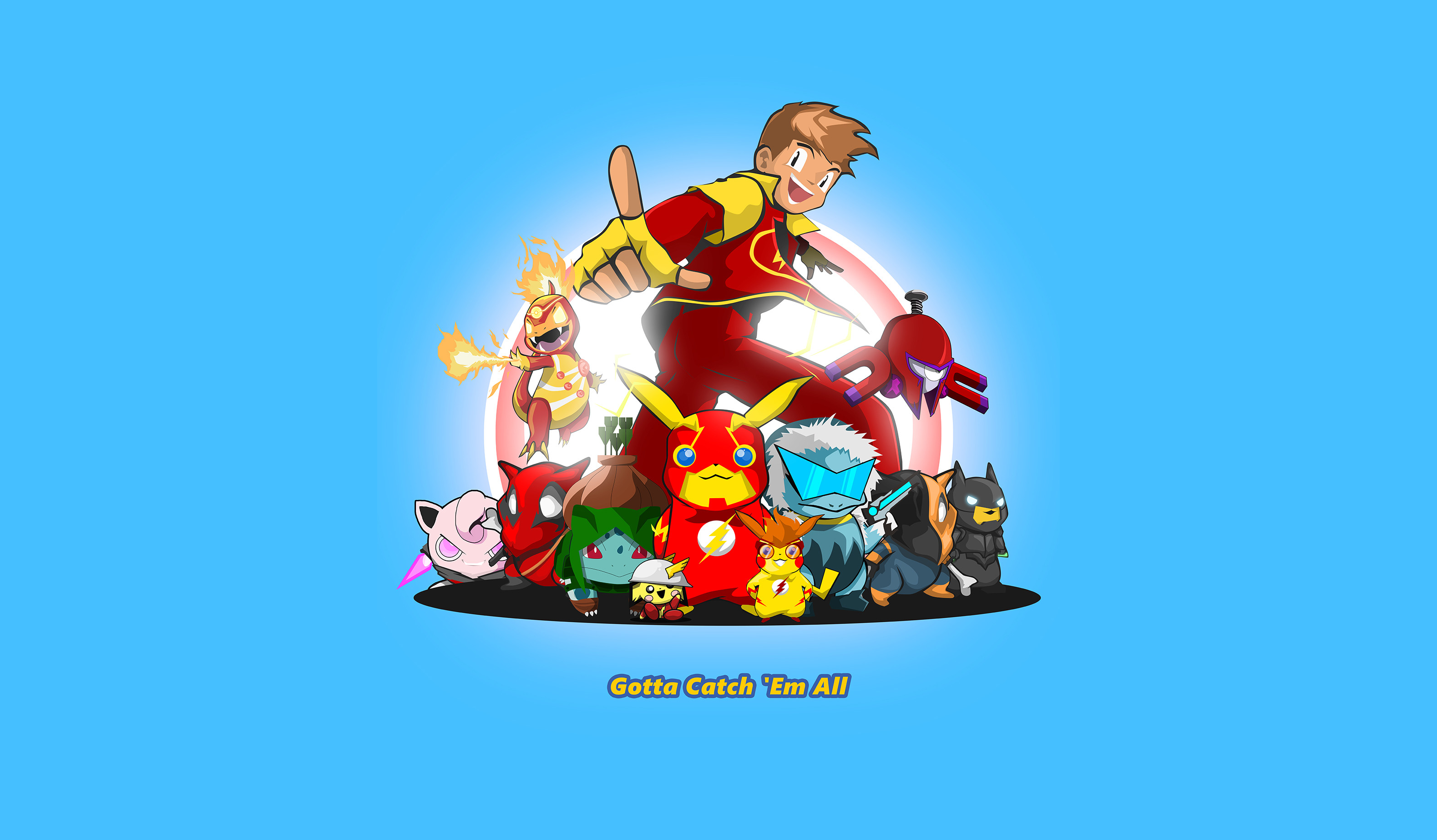 Flash Crossover with Pokemon and DC Comics Characters HD Wallpaper