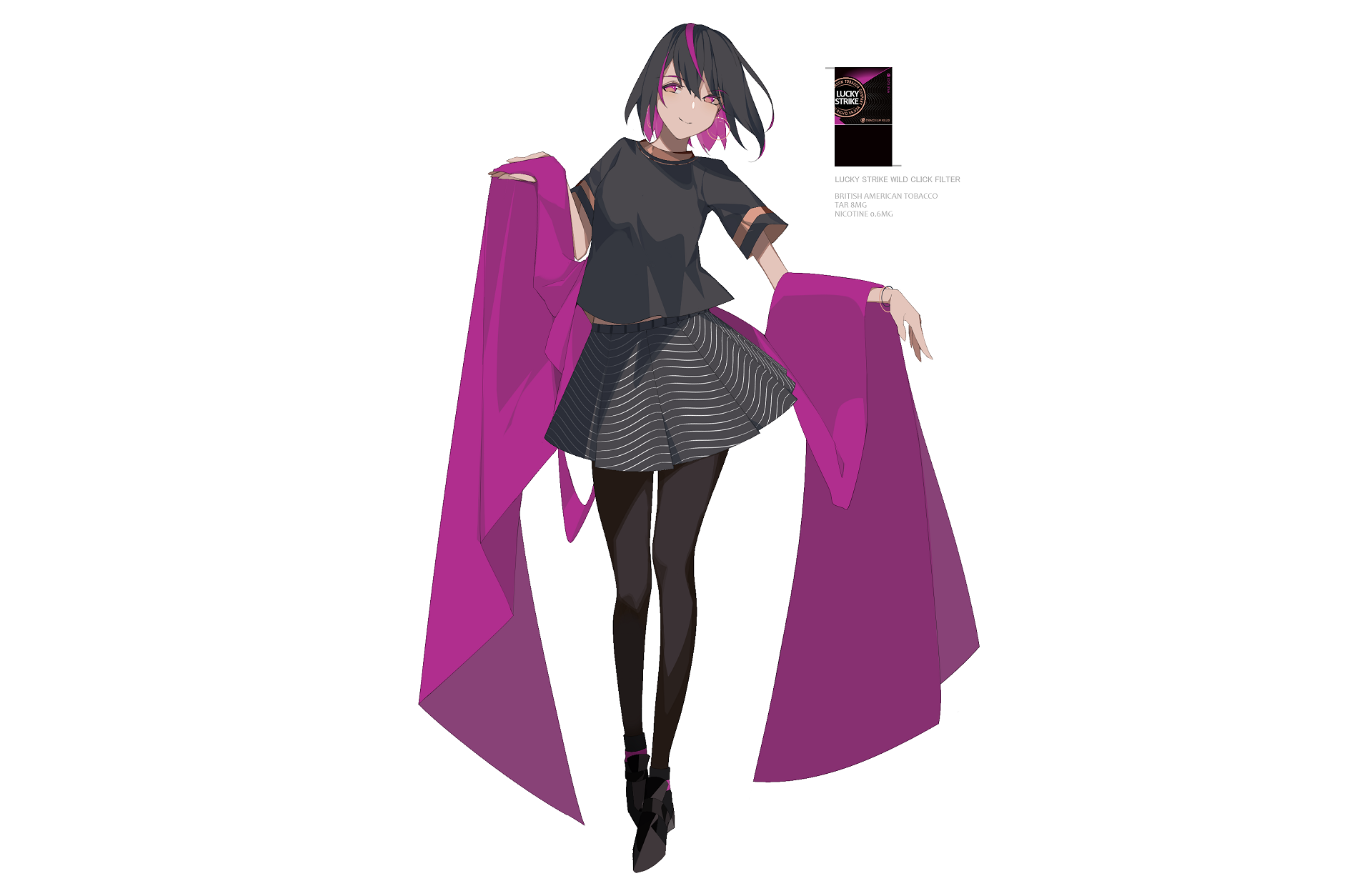 Anime girl with purple shawl and Lucky Strike pack HD Wallpaper