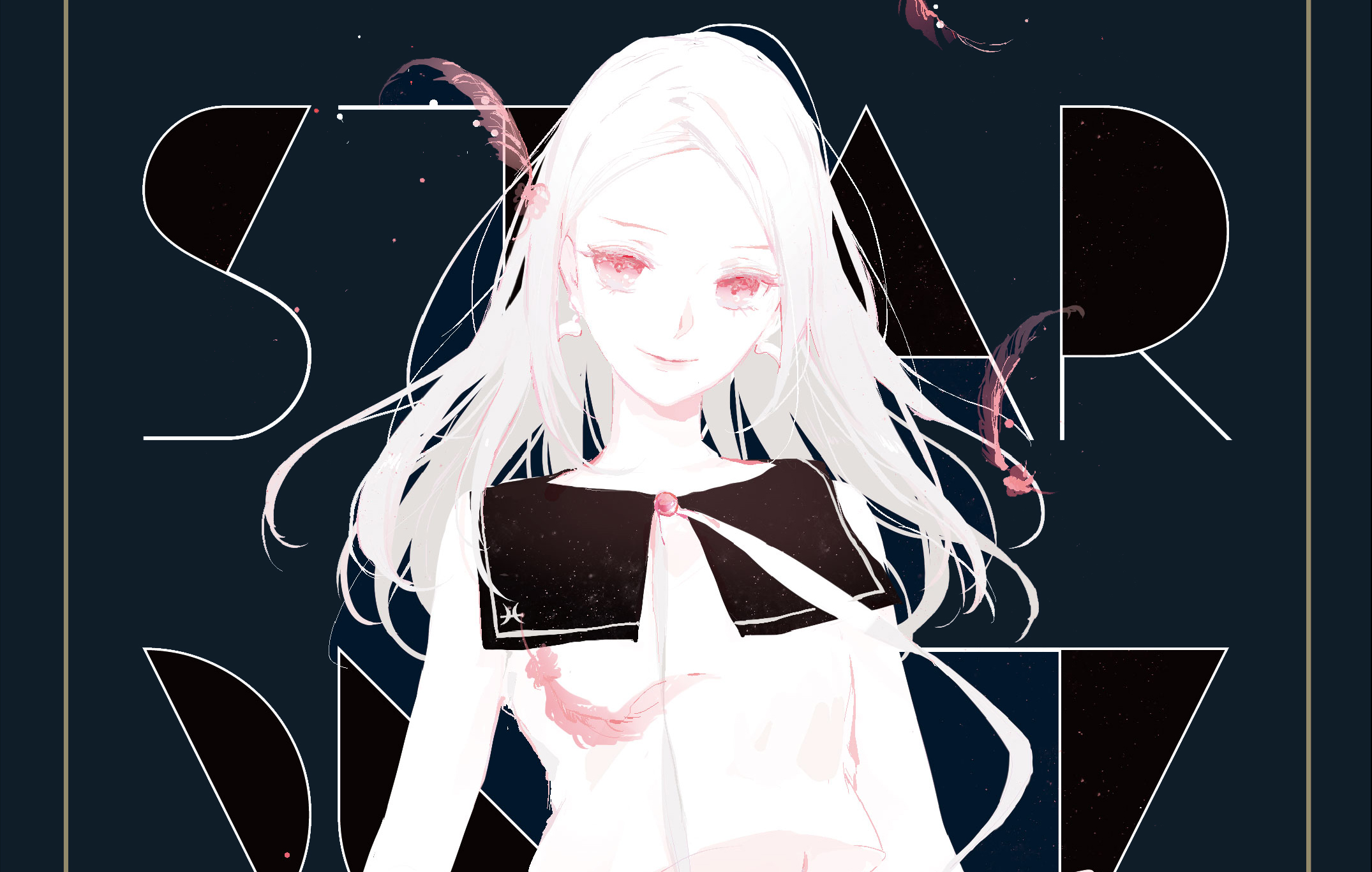 Anime girl with white hair and red eyes HD Wallpaper