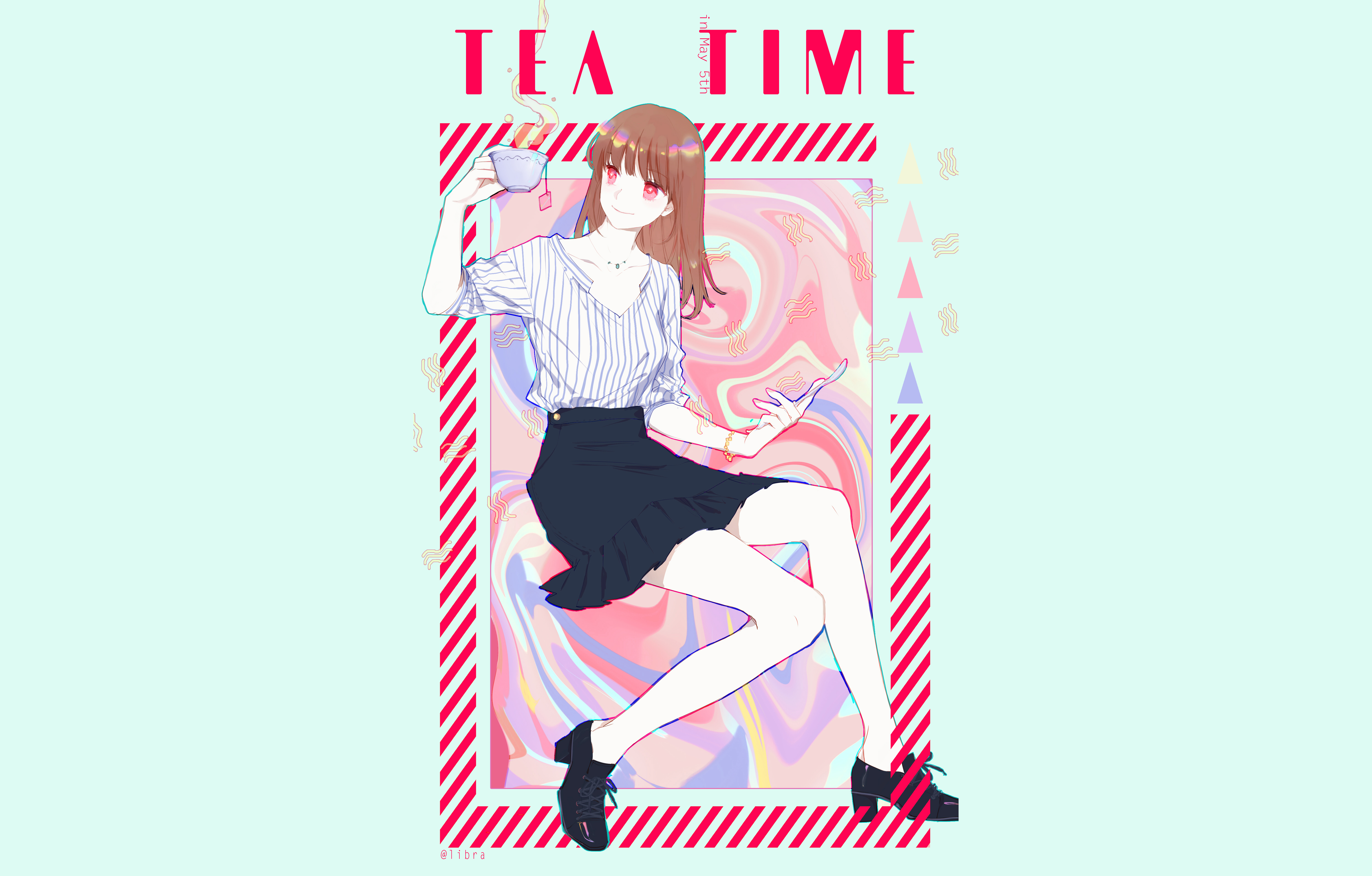 Girl drinking tea 4K HD Wallpaper
