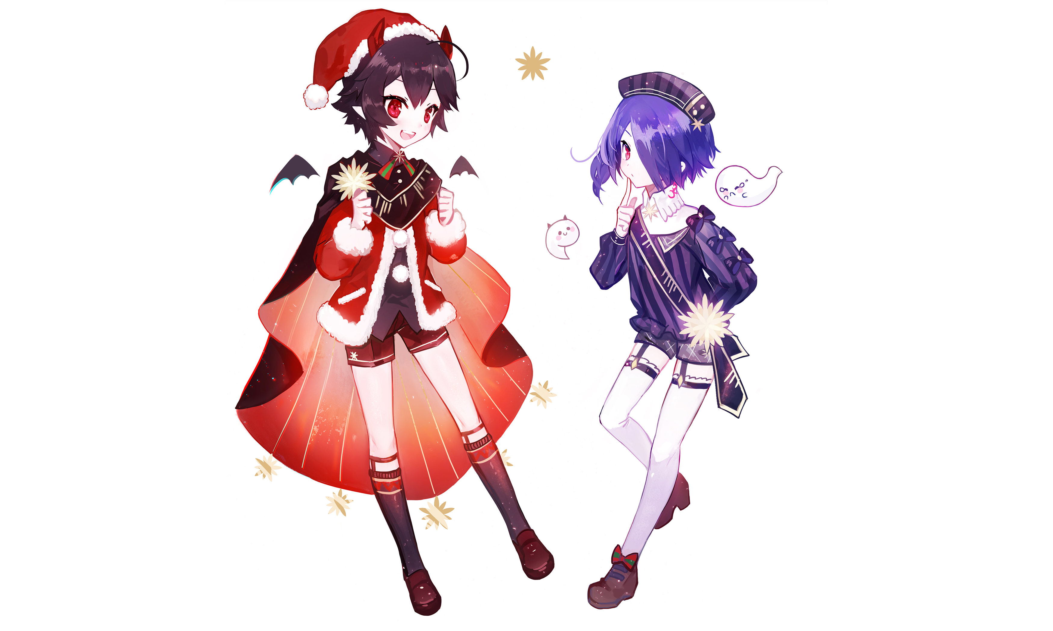 Two anime characters in festive outfits HD Wallpaper