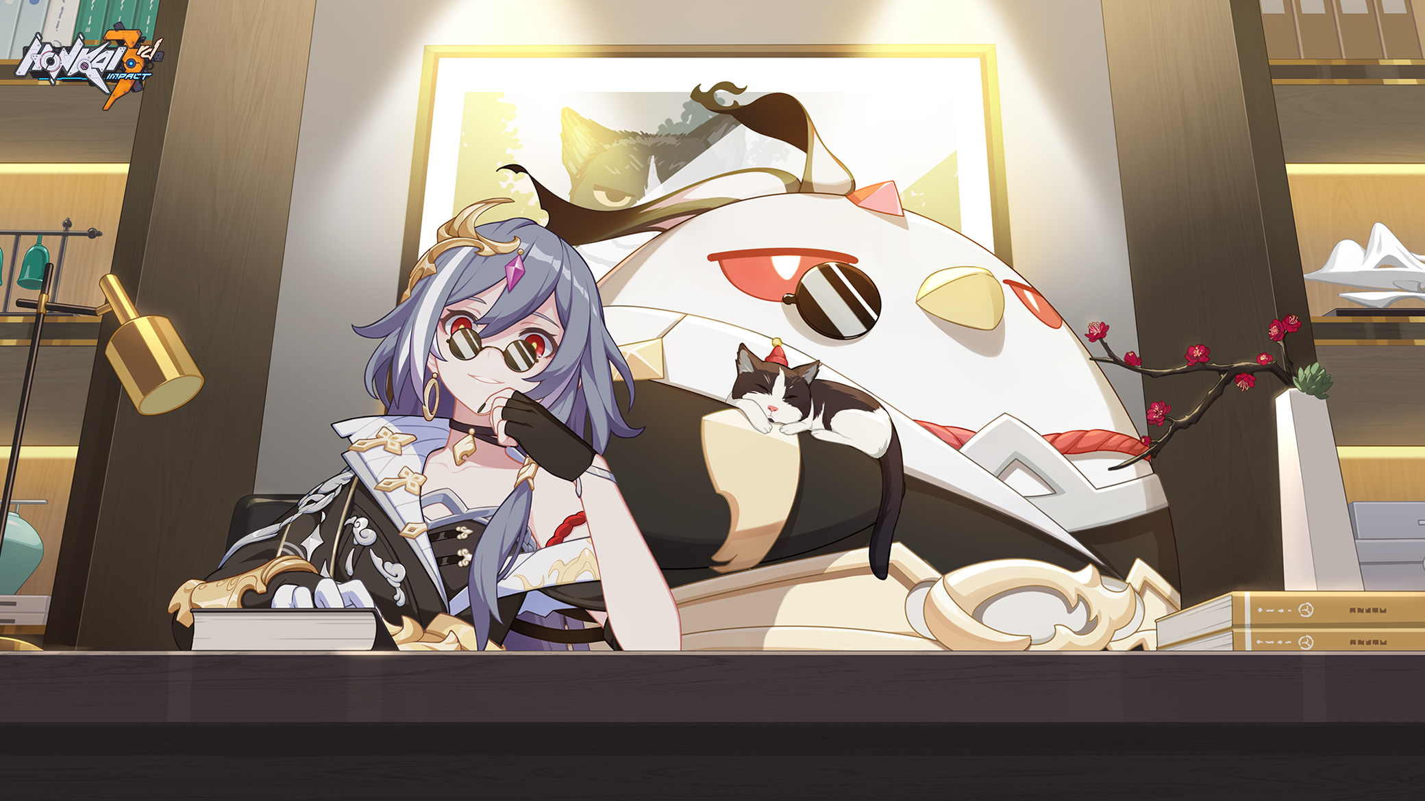 Fu Hua and a cat from Honkai Impact 3rd HD Wallpaper