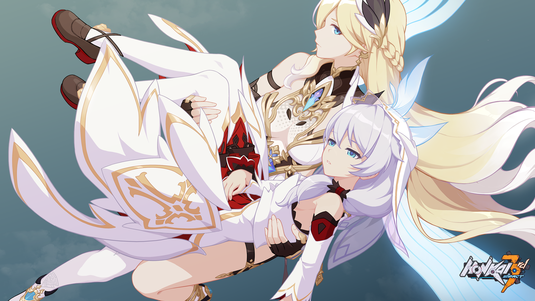 Kiana Kaslana and Elysia from Honkai Impact 3rd HD Wallpaper