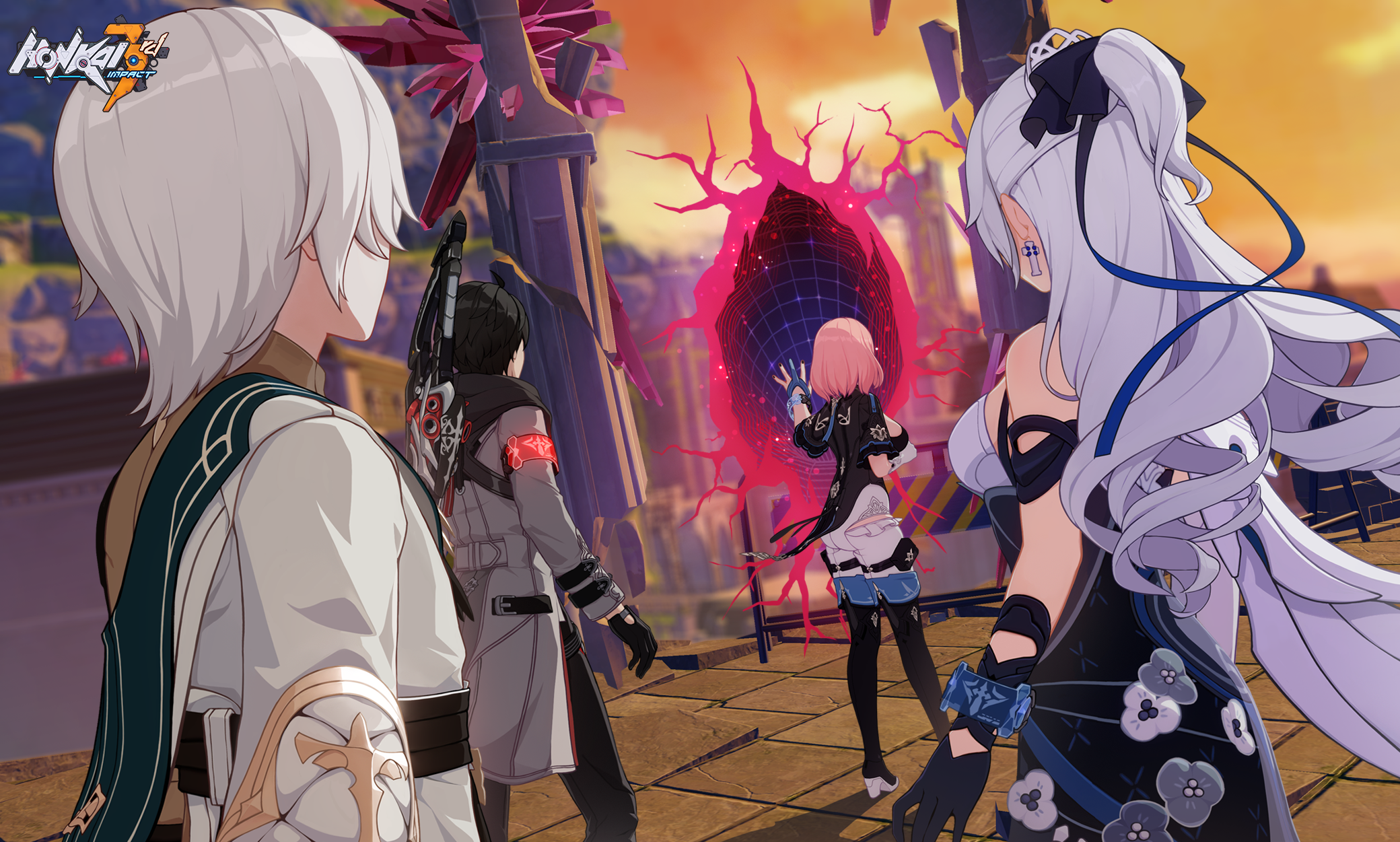 Honkai Impact 3rd characters near a portal HD Wallpaper