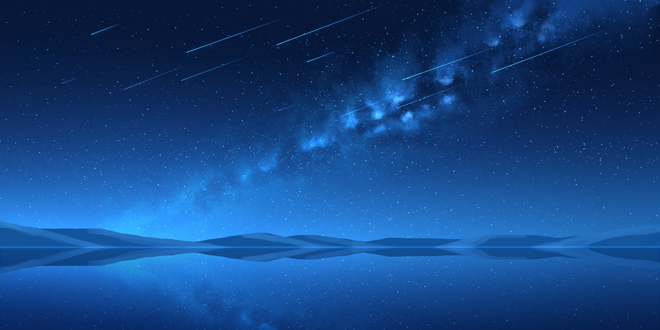 Starry Night Sky Over Reflecting Water HD Wallpaper