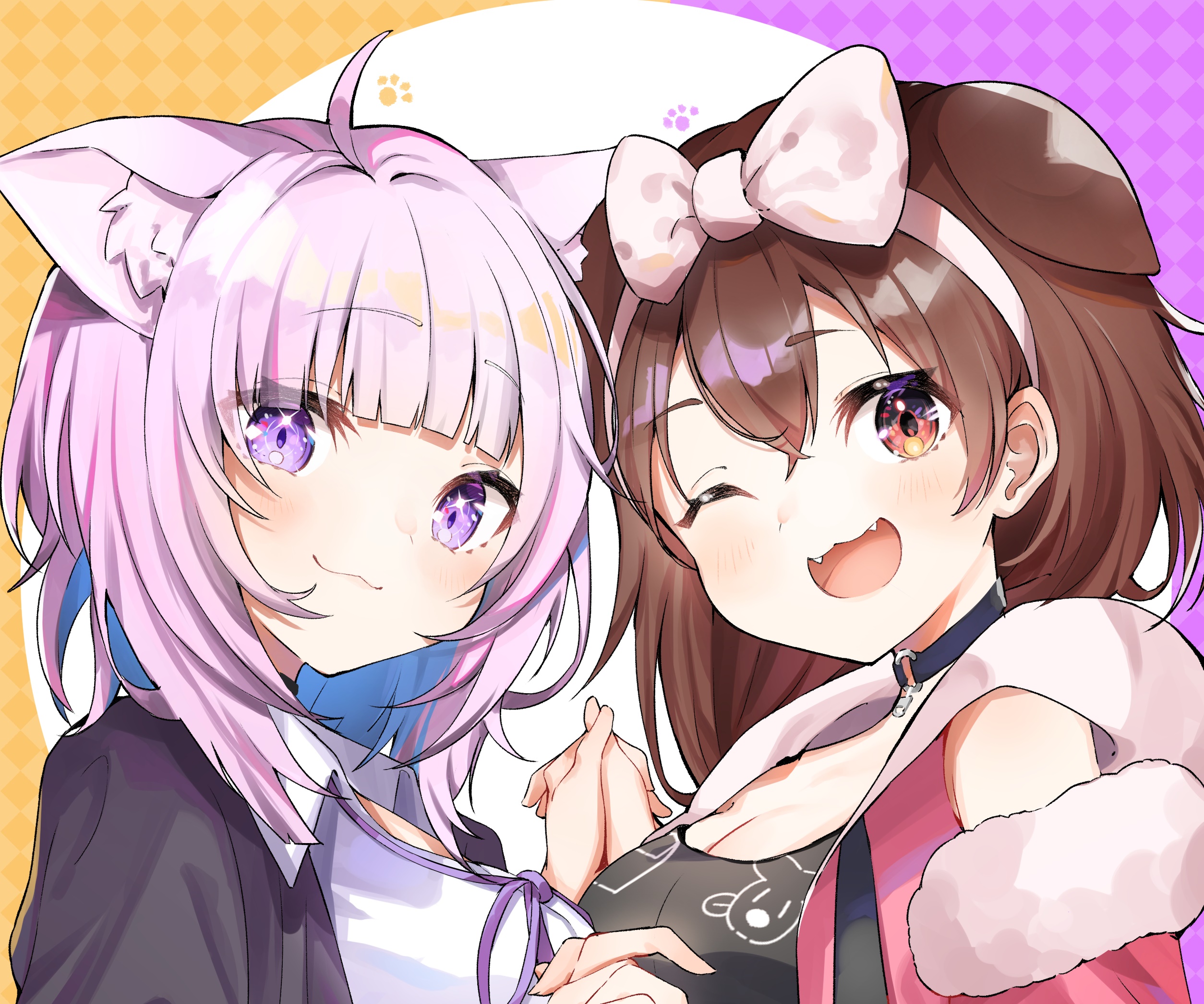 Inugami Korone and Nekomata Okayu from Hololive HD Wallpaper