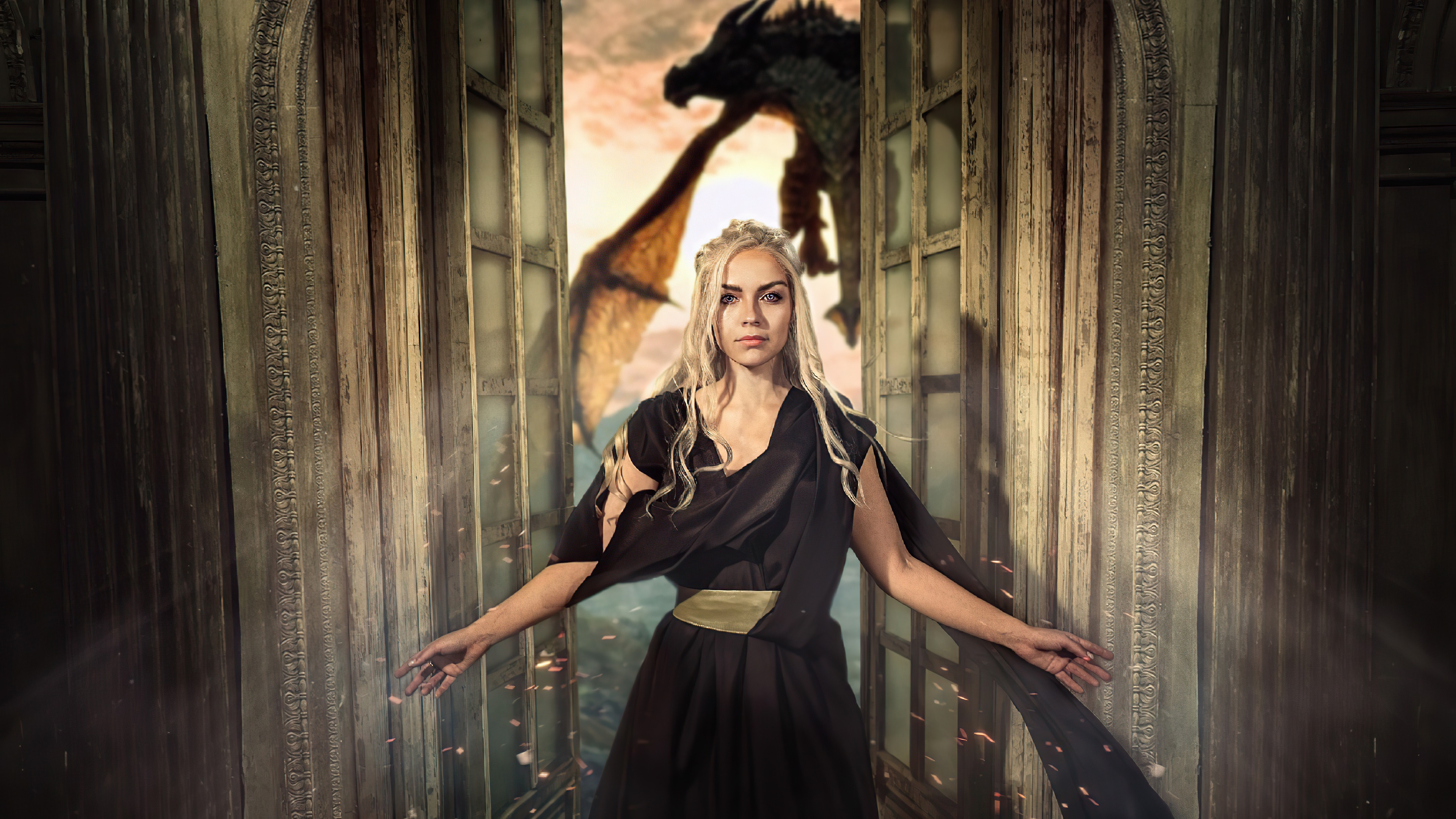 Daenerys Targaryen from Game of Thrones with Dragon HD Wallpaper