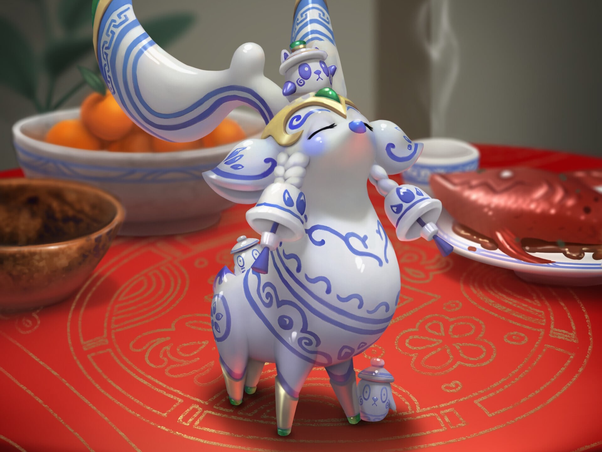 Porcelain deer figurine from League of Legends HD Wallpaper