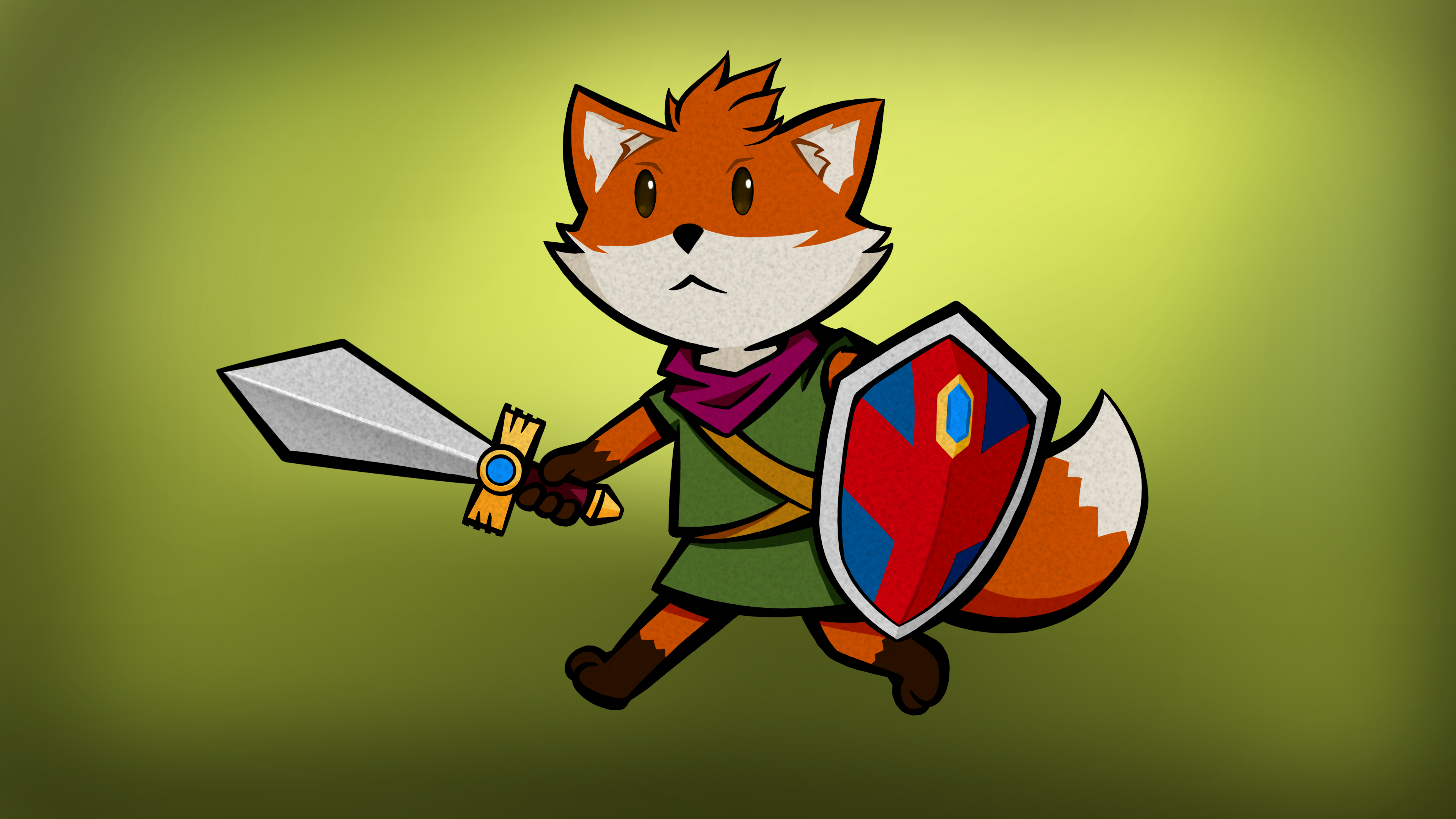 Fox warrior with sword and shield HD Wallpaper