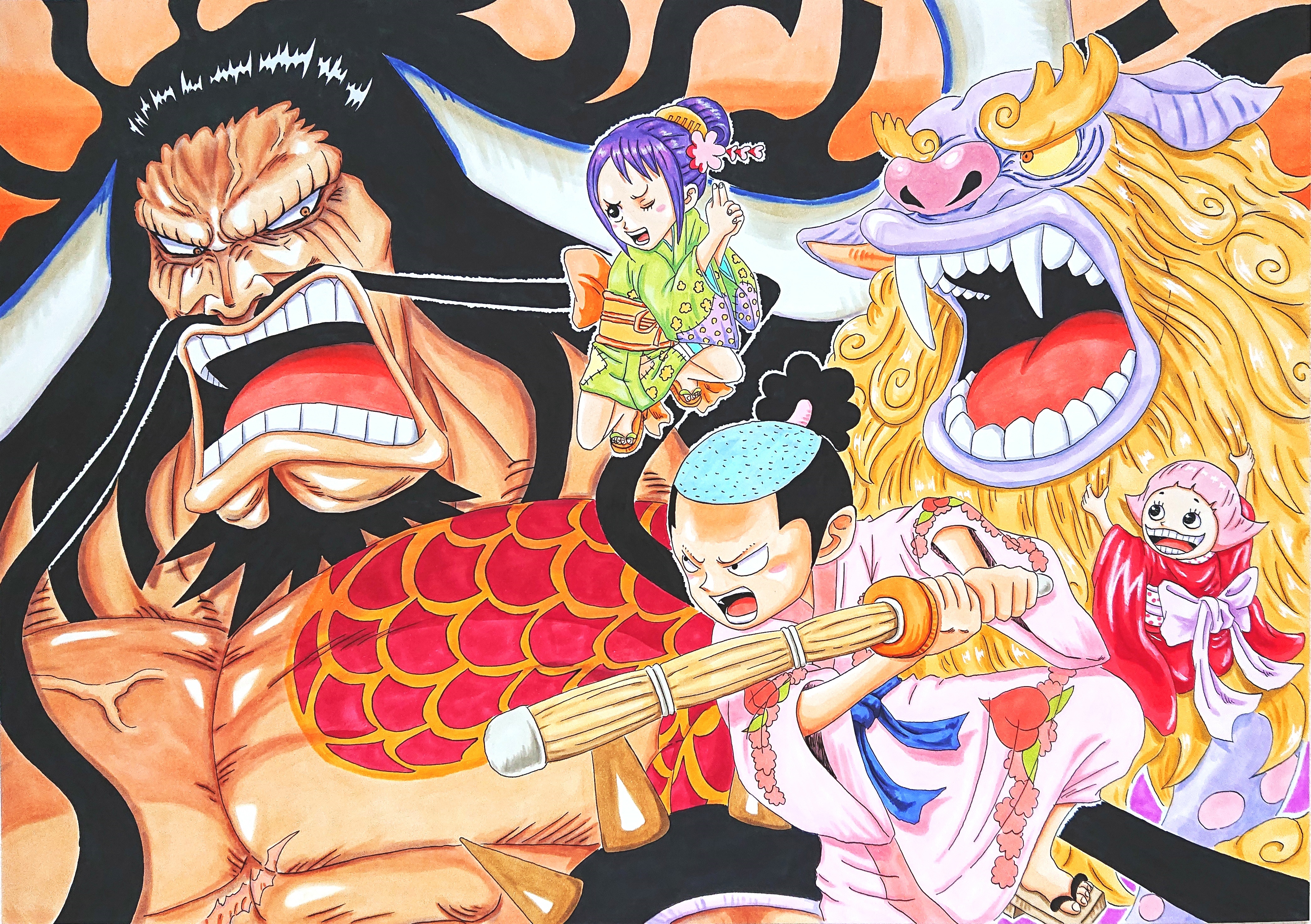 One Piece 4K: Kaido, Kozuki Momonosuke, and Otoko HD Wallpaper