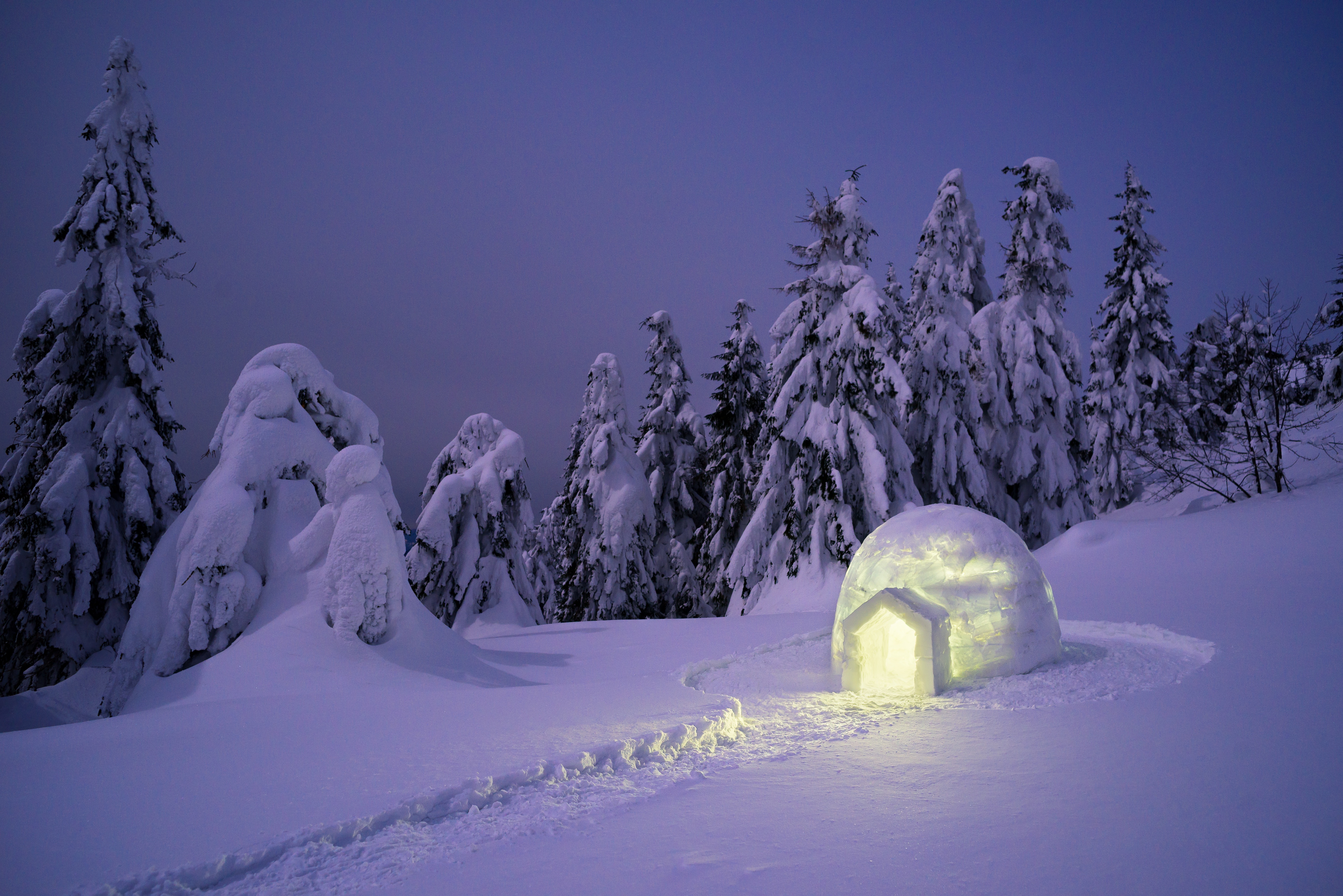Photography Winter 4K Snow Igloo HD Wallpaper