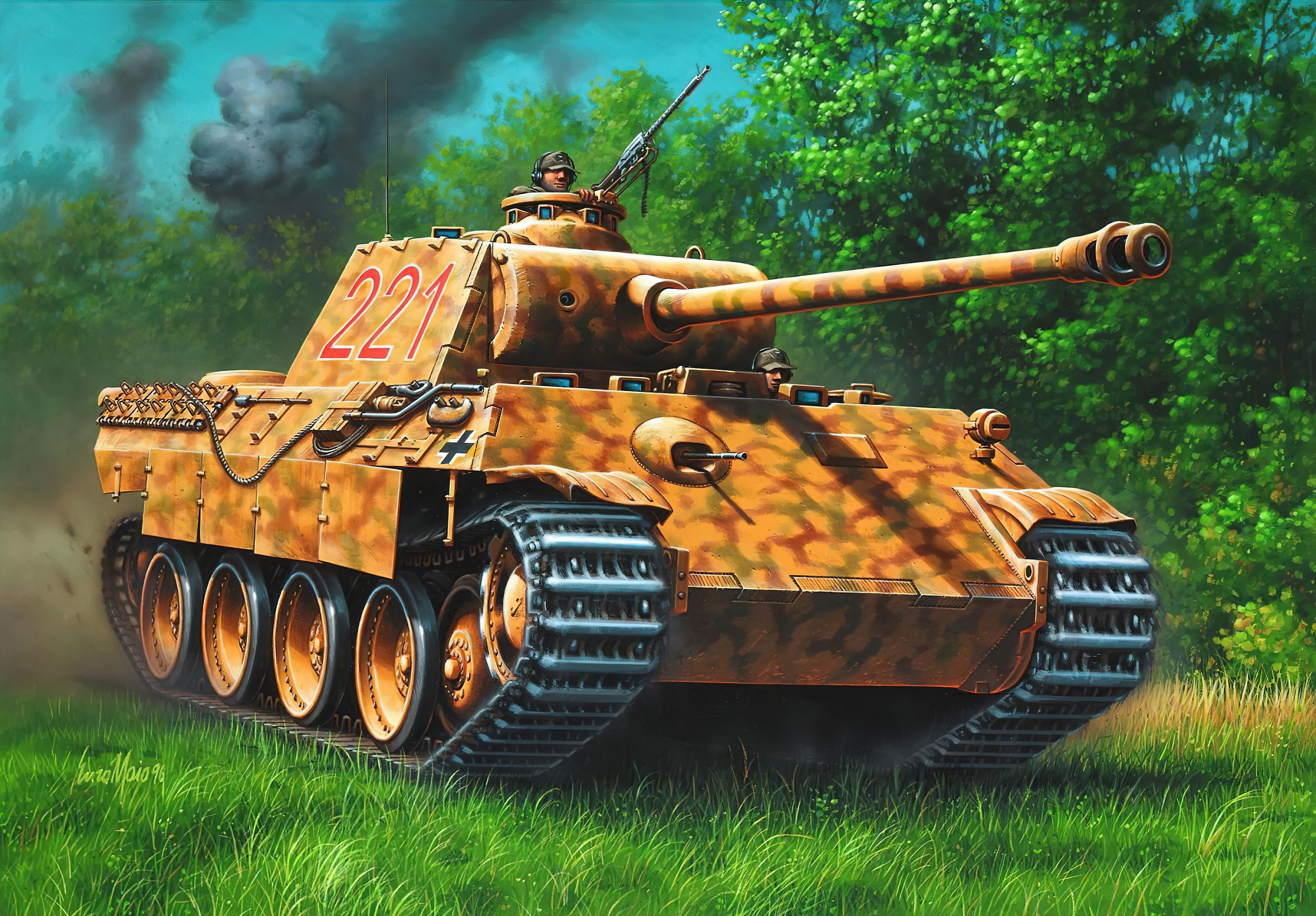 Panther Tank 221 with Camouflage HD Wallpaper