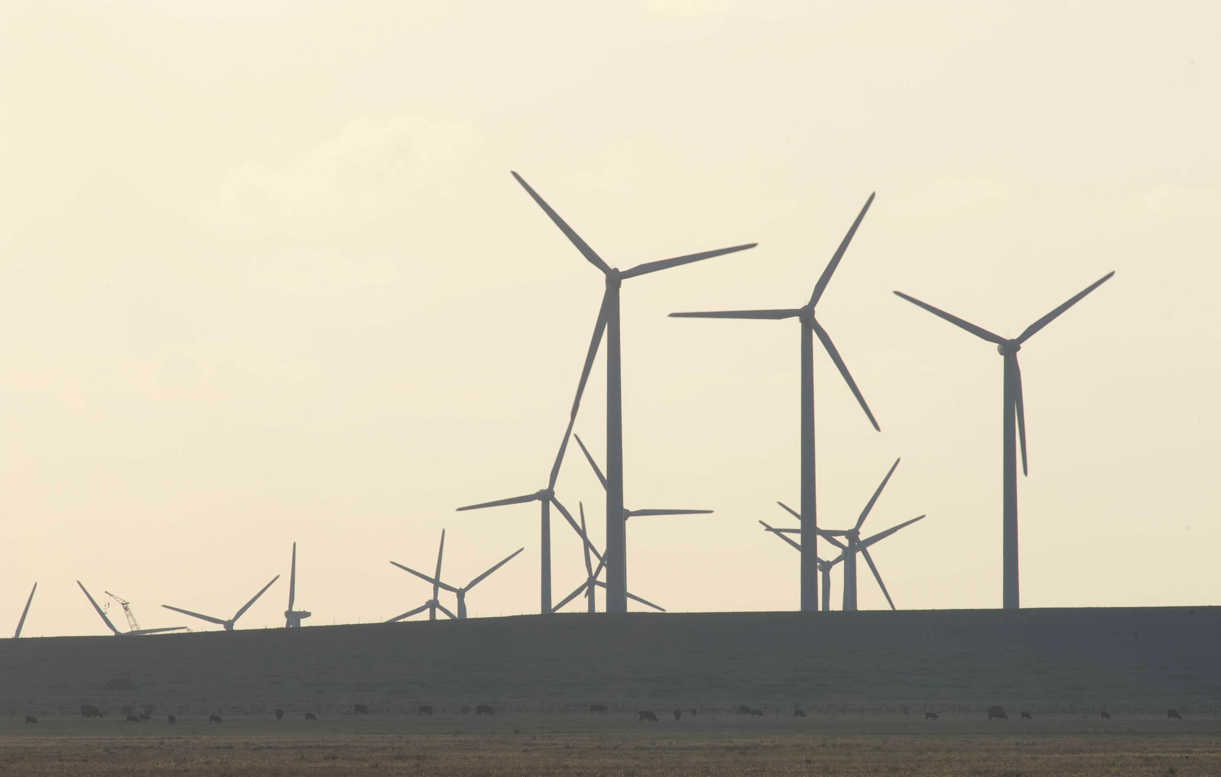 Wind Turbines on a Hillside HD Wallpaper