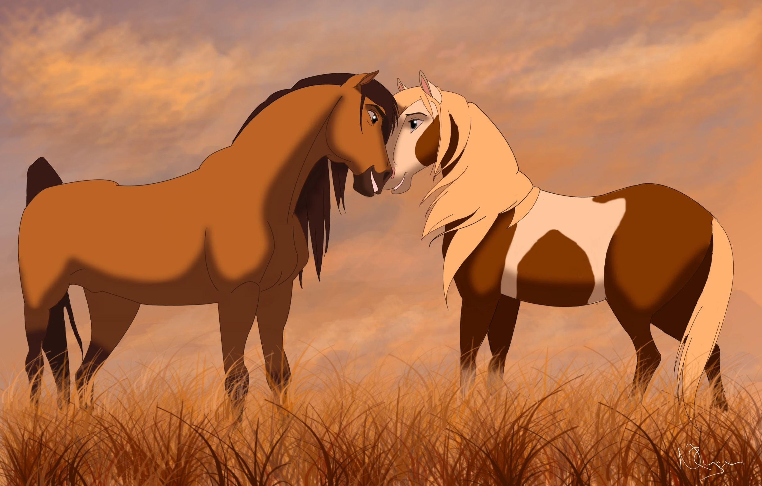Spirit and Rain from Spirit Stallion of the Cimarron HD Wallpaper