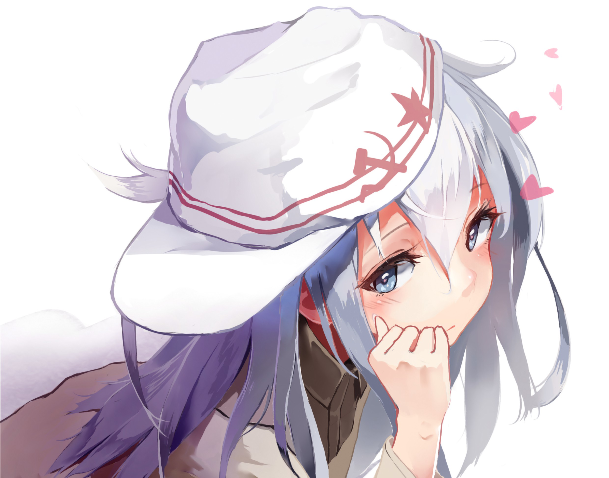 Hibiki from Kantai Collection wearing a white hat HD Wallpaper