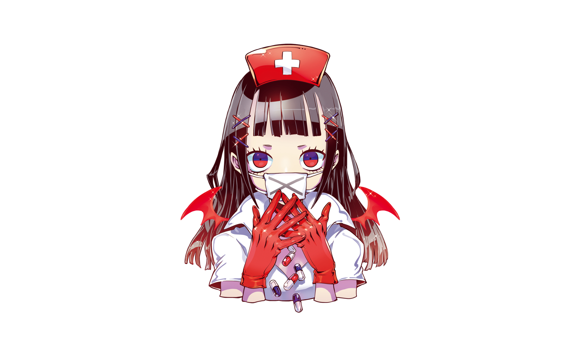 Girl in Nurse Outfit with Pills HD Wallpaper
