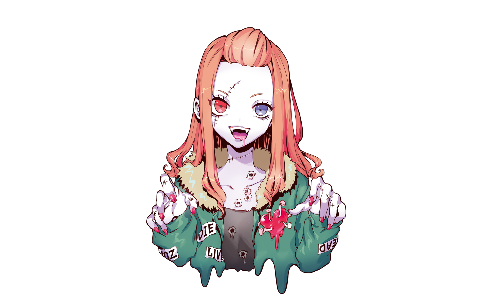 Zombie Girl with Bullet Holes and Bloody Heart HD Wallpaper
