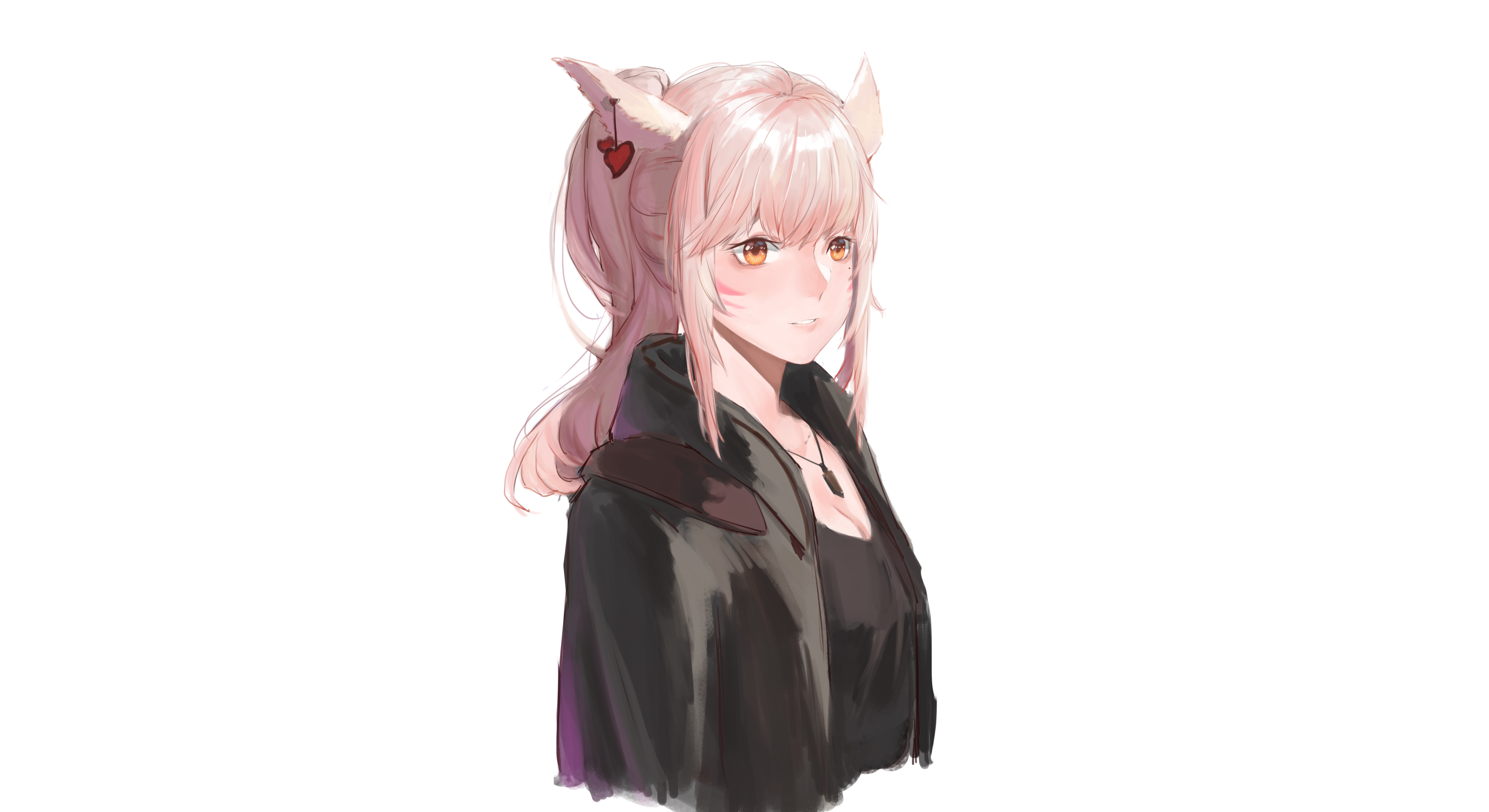 Anime girl with cat ears and pink hair HD Wallpaper