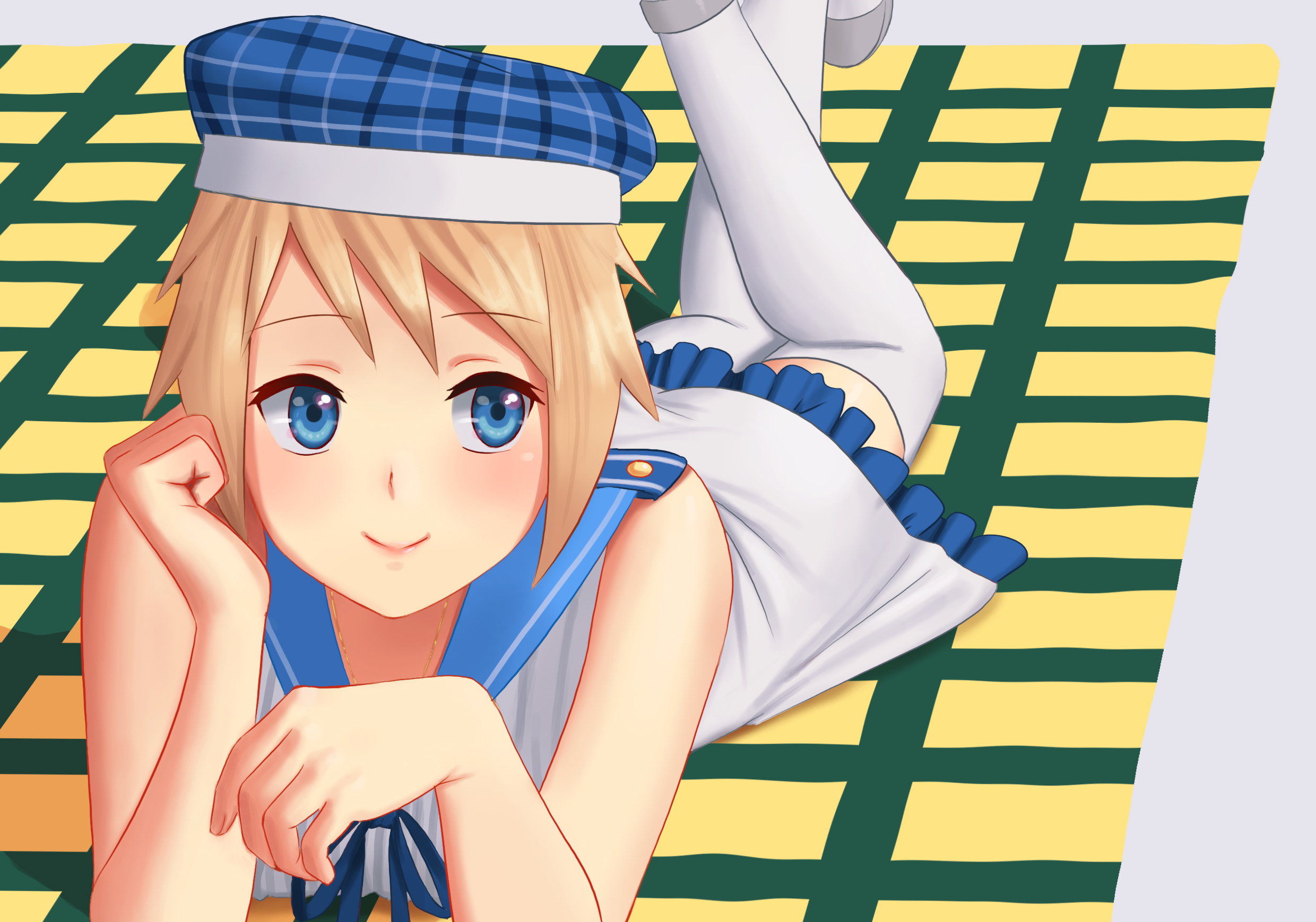 Girl in sailor outfit lying down HD Wallpaper