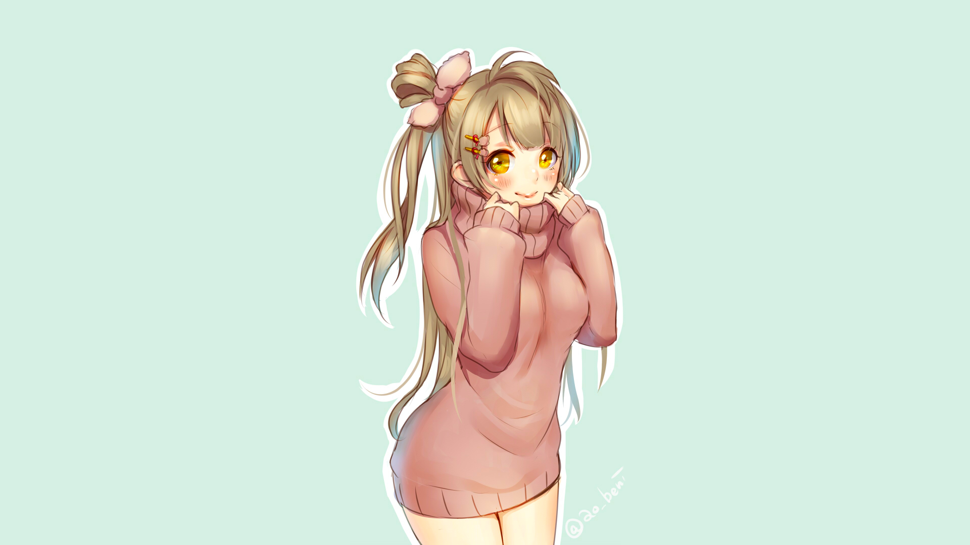 Kotori Minami from Love Live! wearing a pink sweater HD Wallpaper