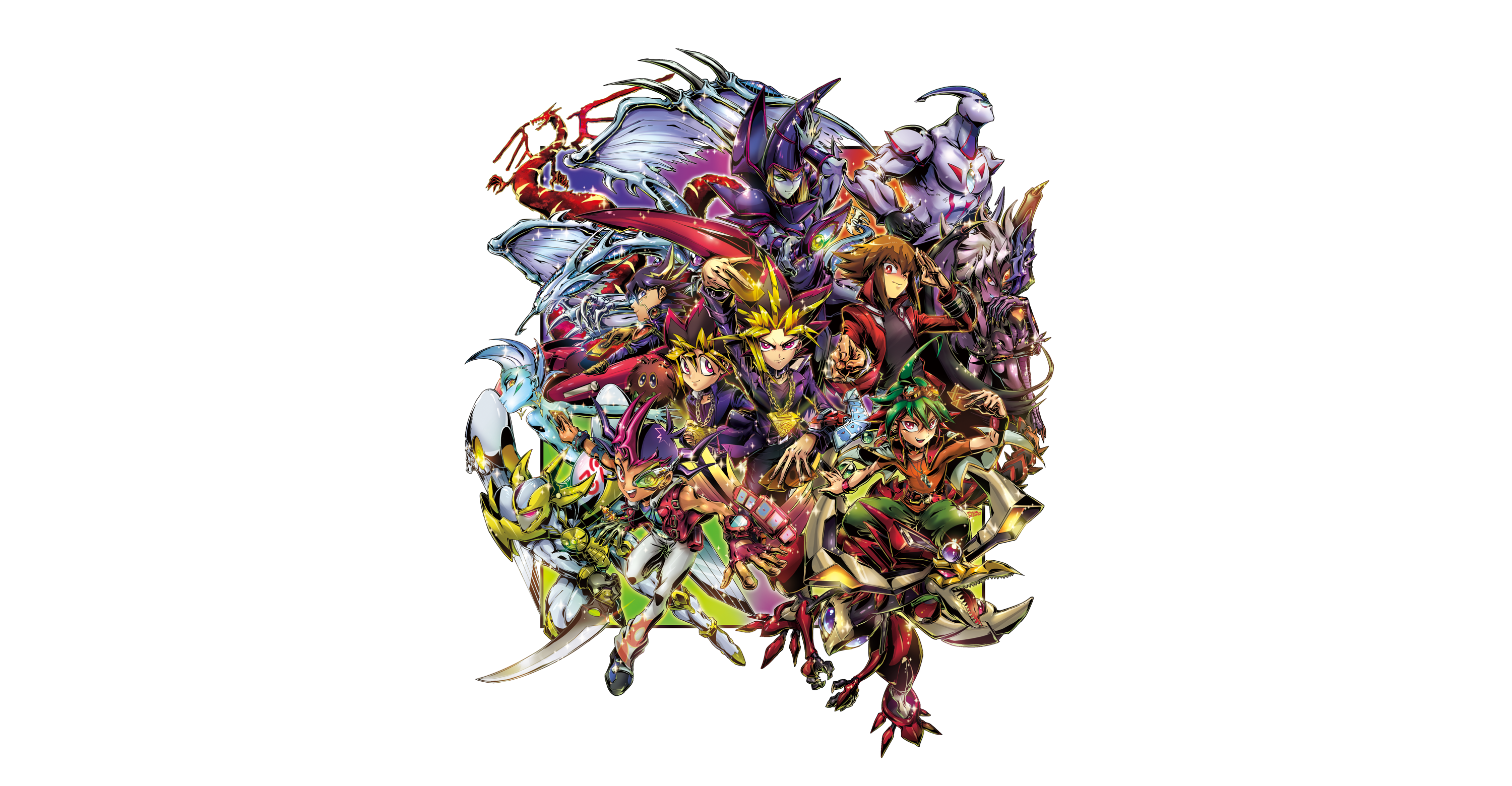 Yu-Gi-Oh! characters and monsters collage HD Wallpaper
