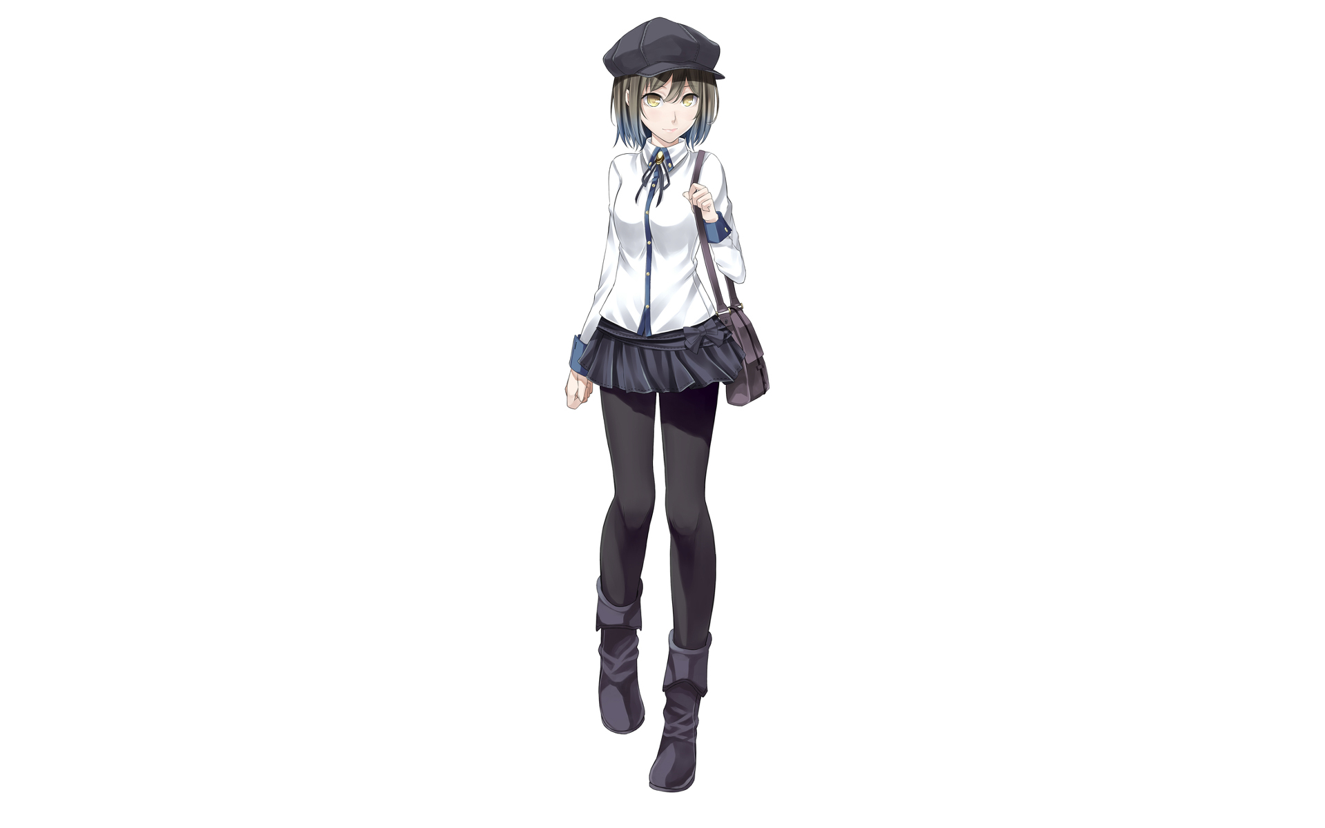 Girl wearing a school uniform and hat HD Wallpaper