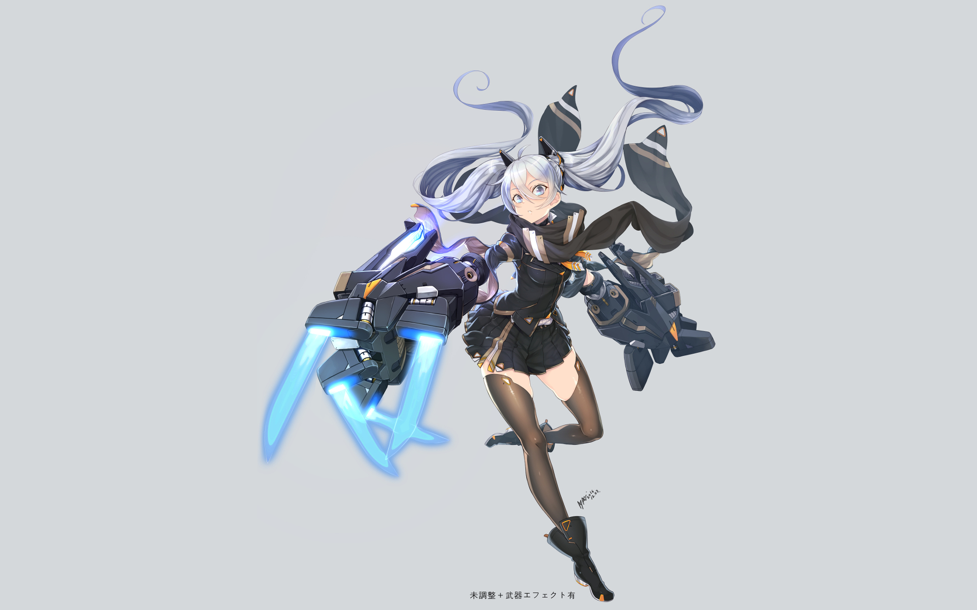 Girl with mechanical arms and white hair HD Wallpaper