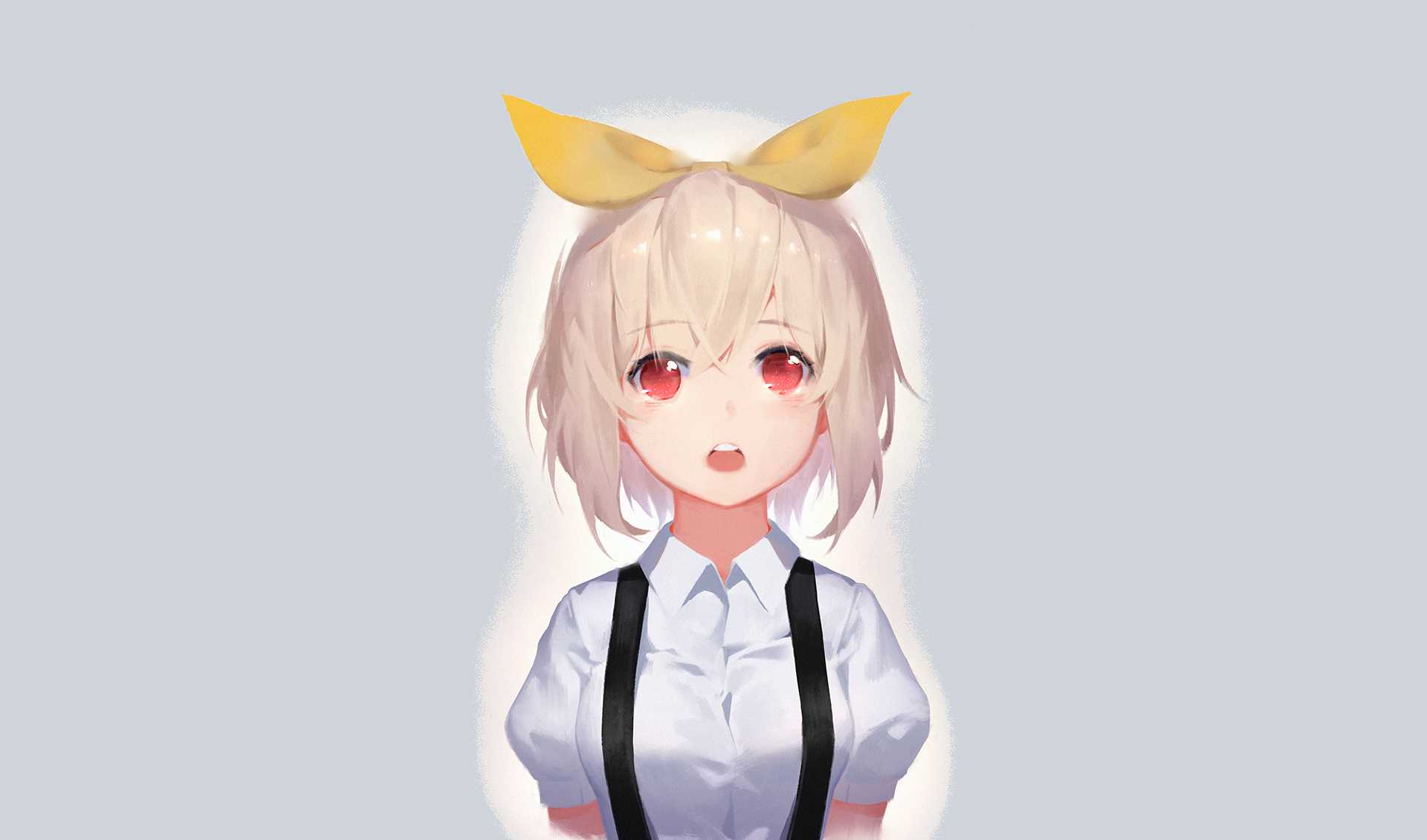 Girl with yellow bow and white shirt HD Wallpaper