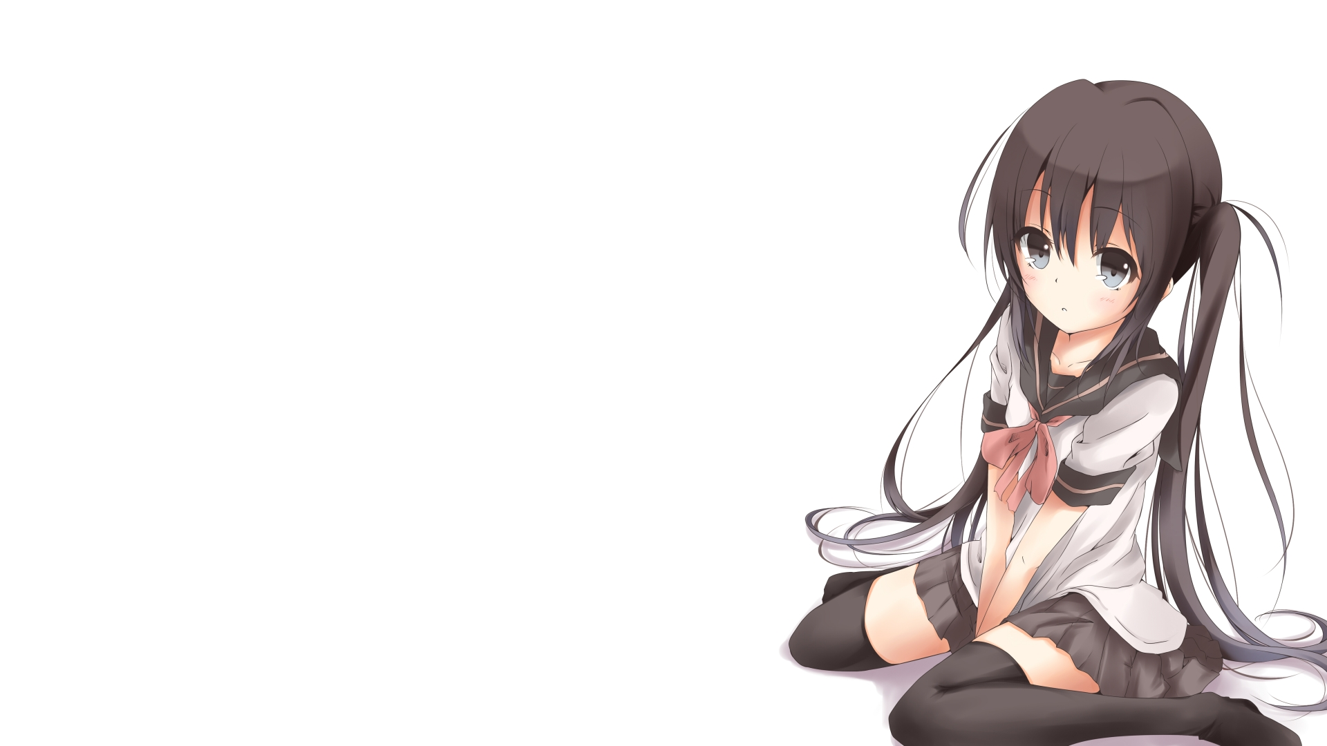 Anime girl with pigtails in school uniform HD Wallpaper