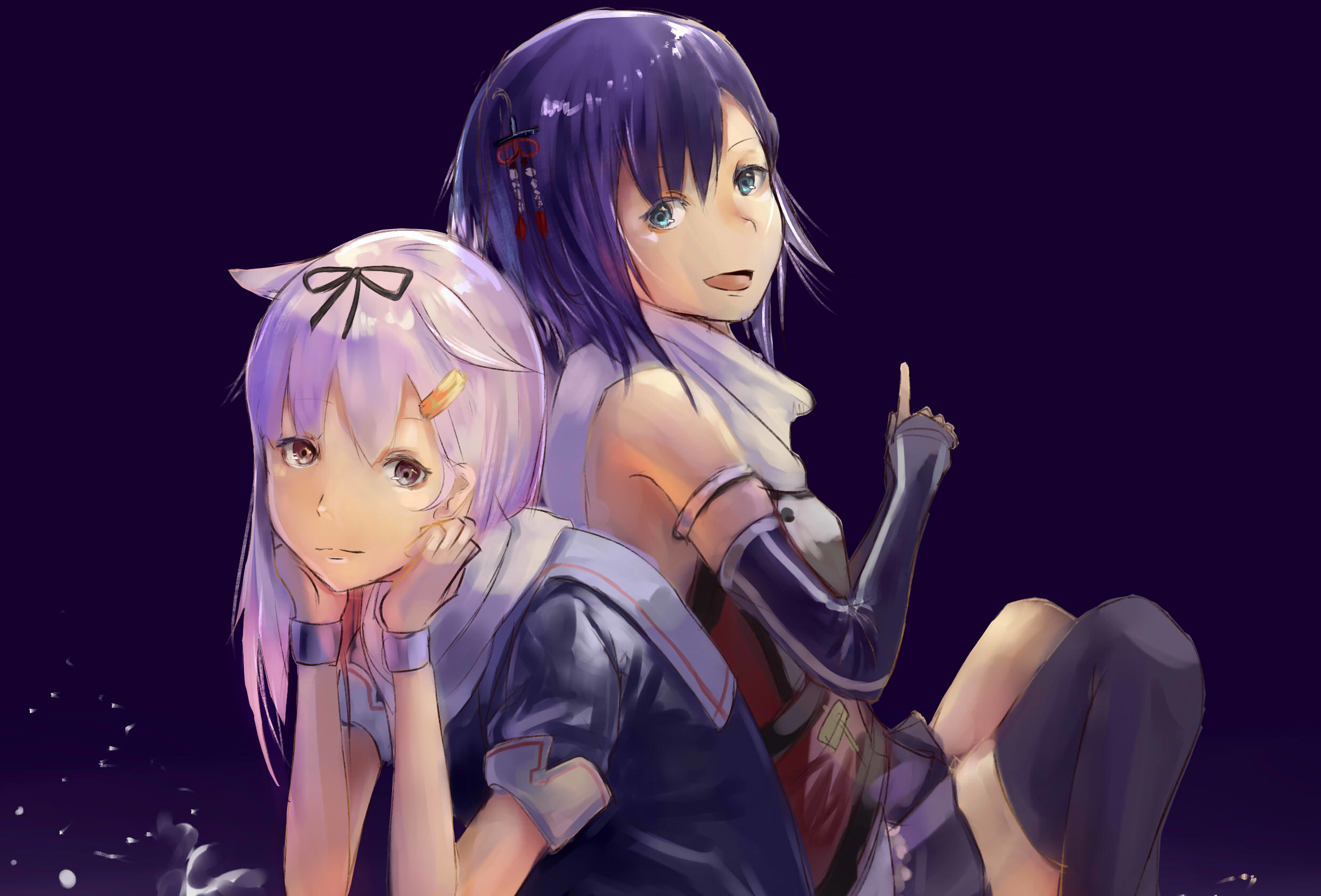 Yuudachi and Sendai from Kantai Collection HD Wallpaper