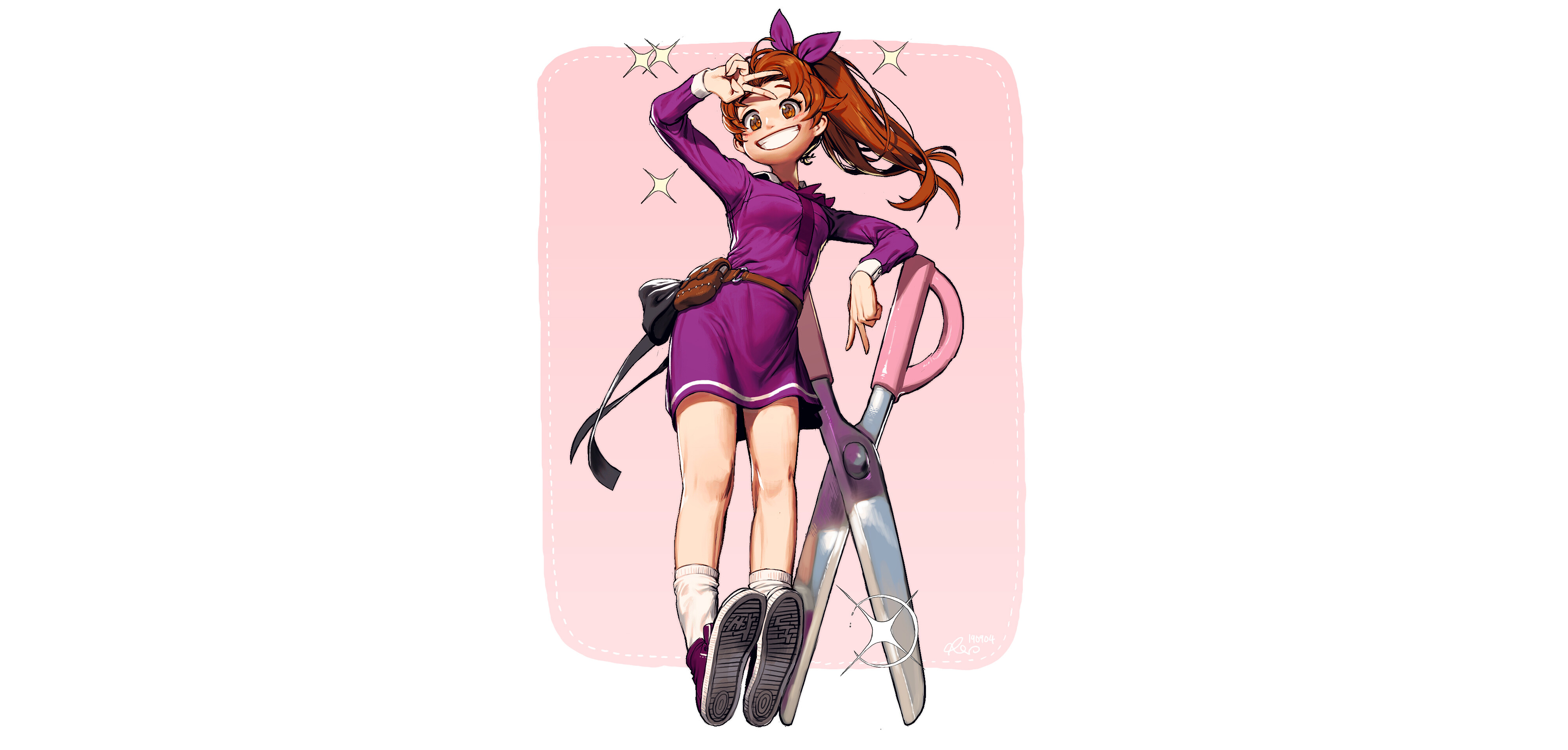 Girl with large scissors HD Wallpaper