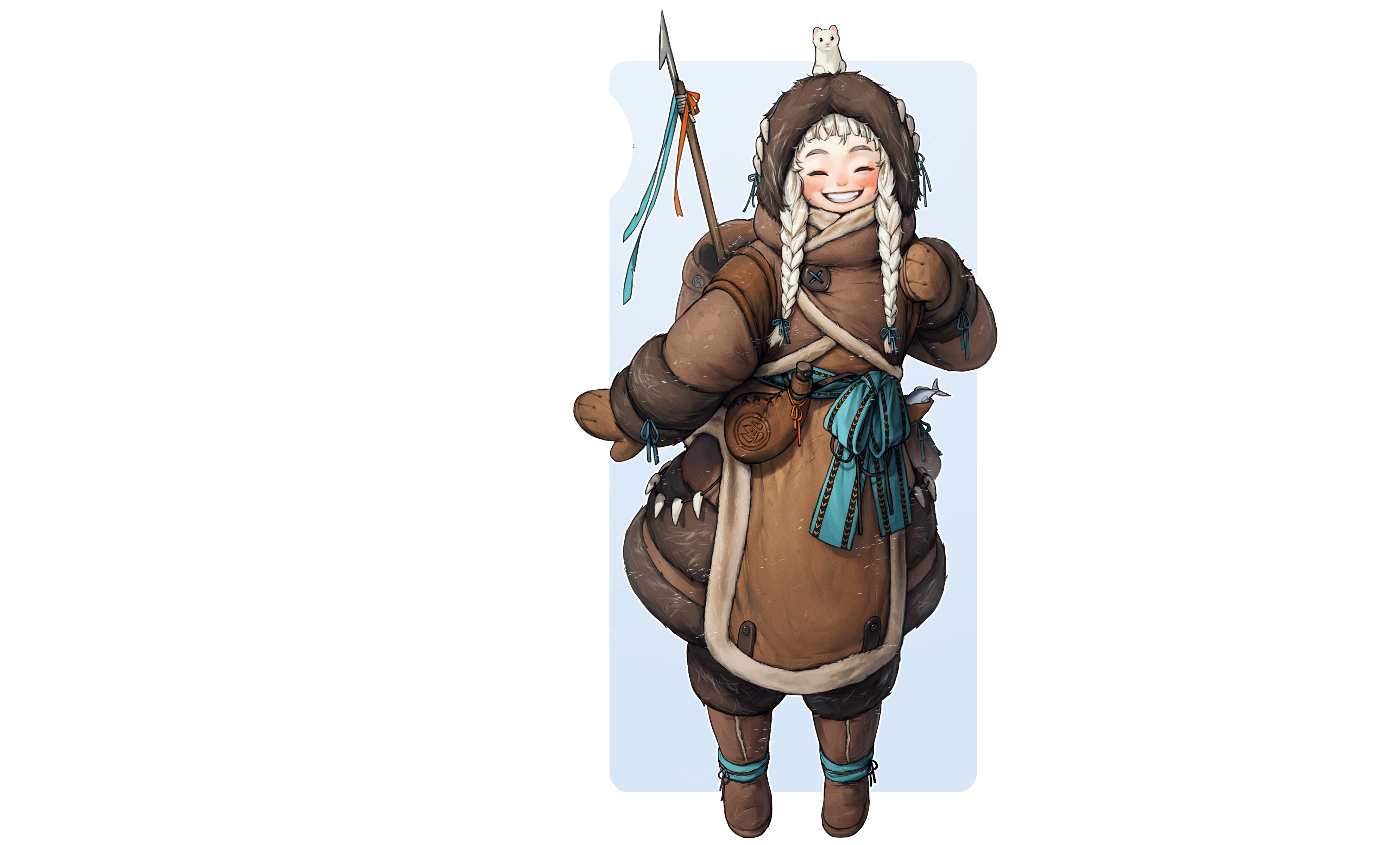 Girl with spear and animal HD Wallpaper