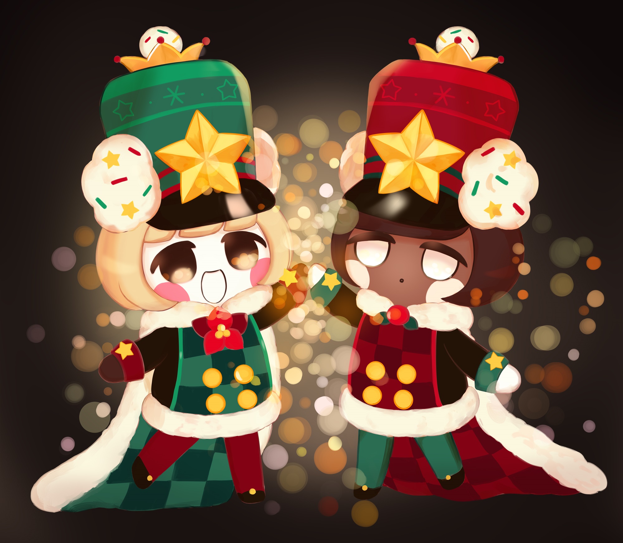 Pawn Black Cookie and Pawn White Cookie from Cookie Run HD Wallpaper