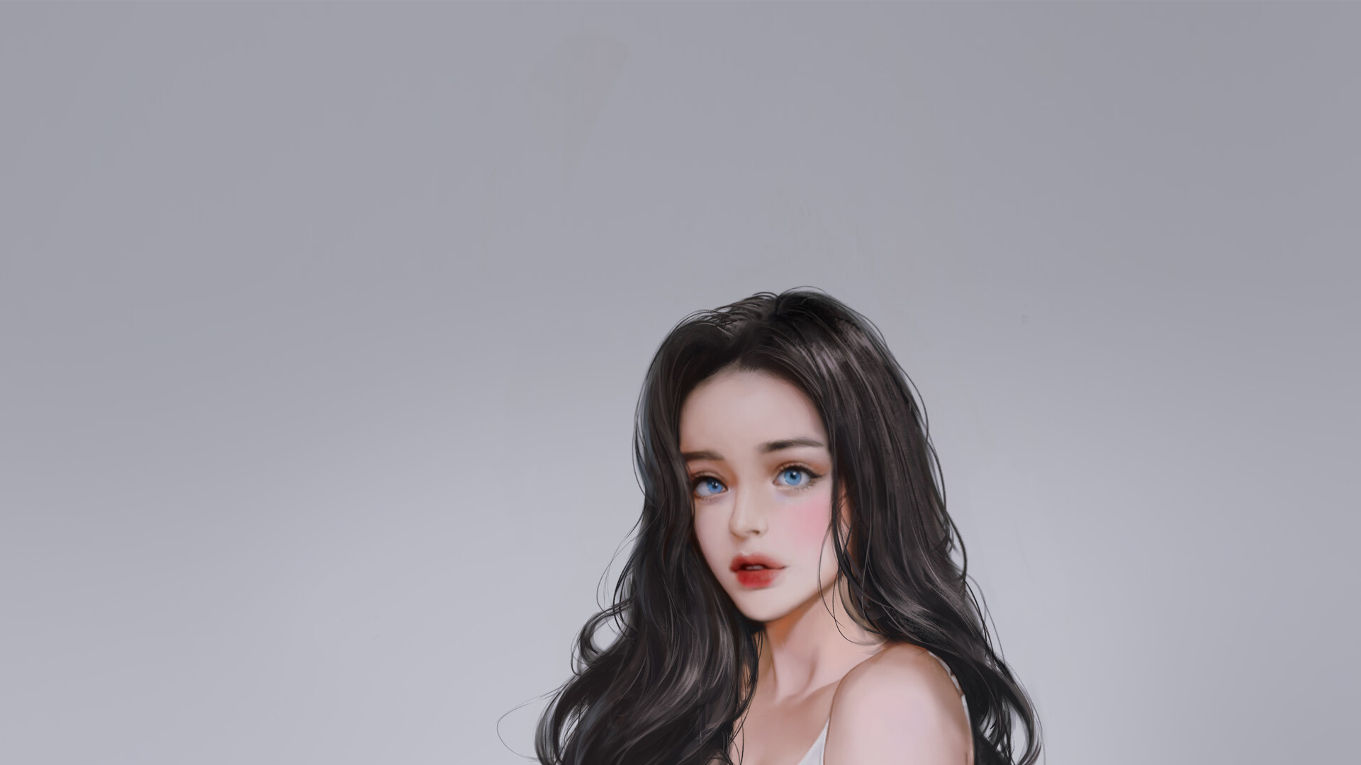 Portrait of a young woman with blue eyes HD Wallpaper