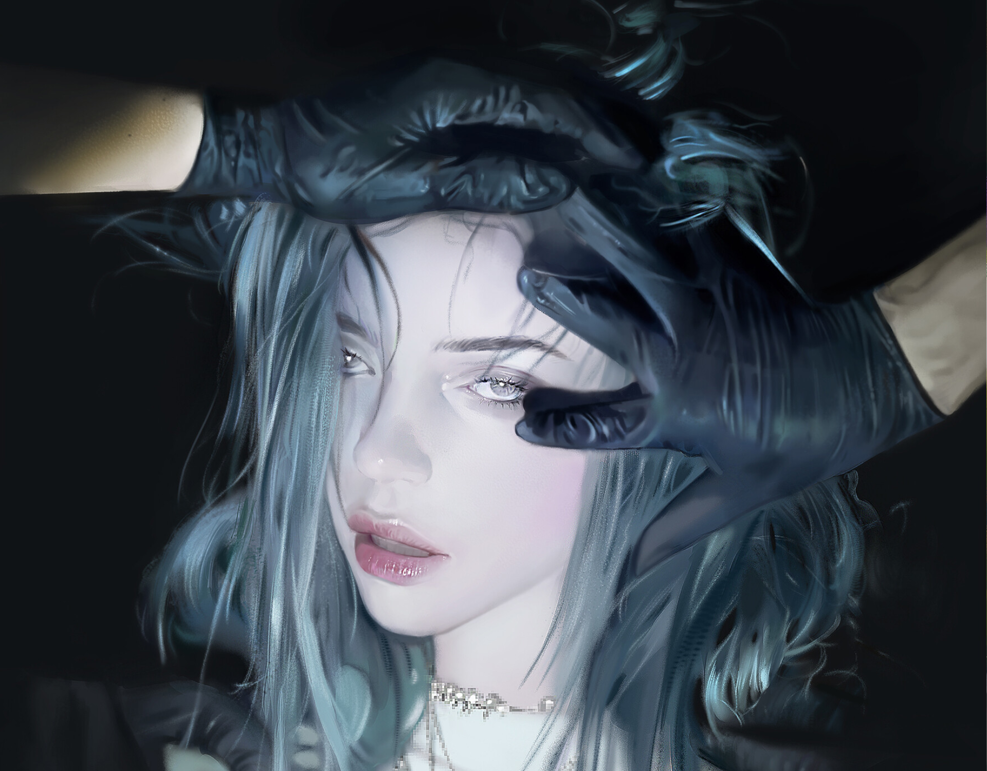 Billie Eilish with hands on her head HD Wallpaper