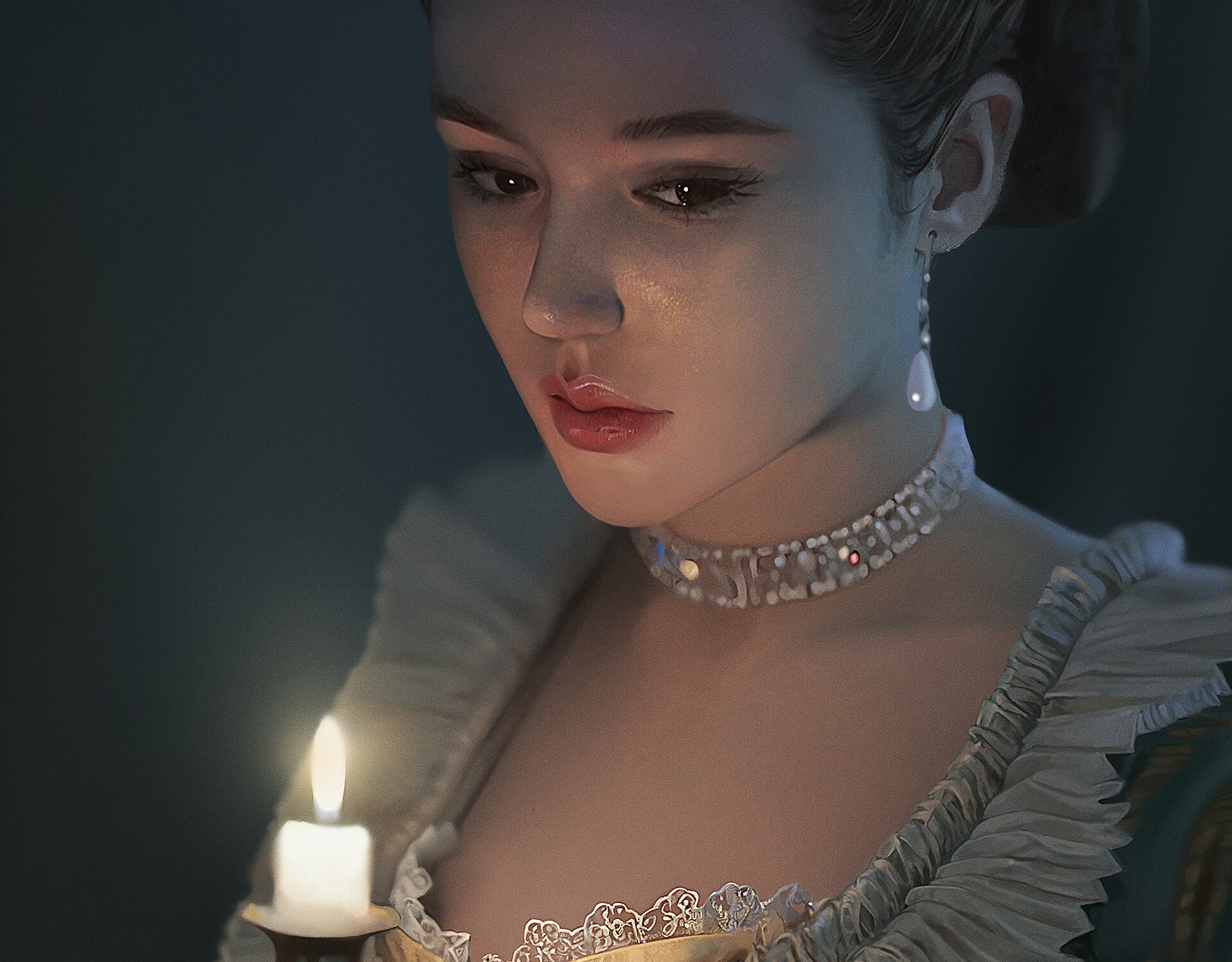 Woman holding a candle HD Wallpaper