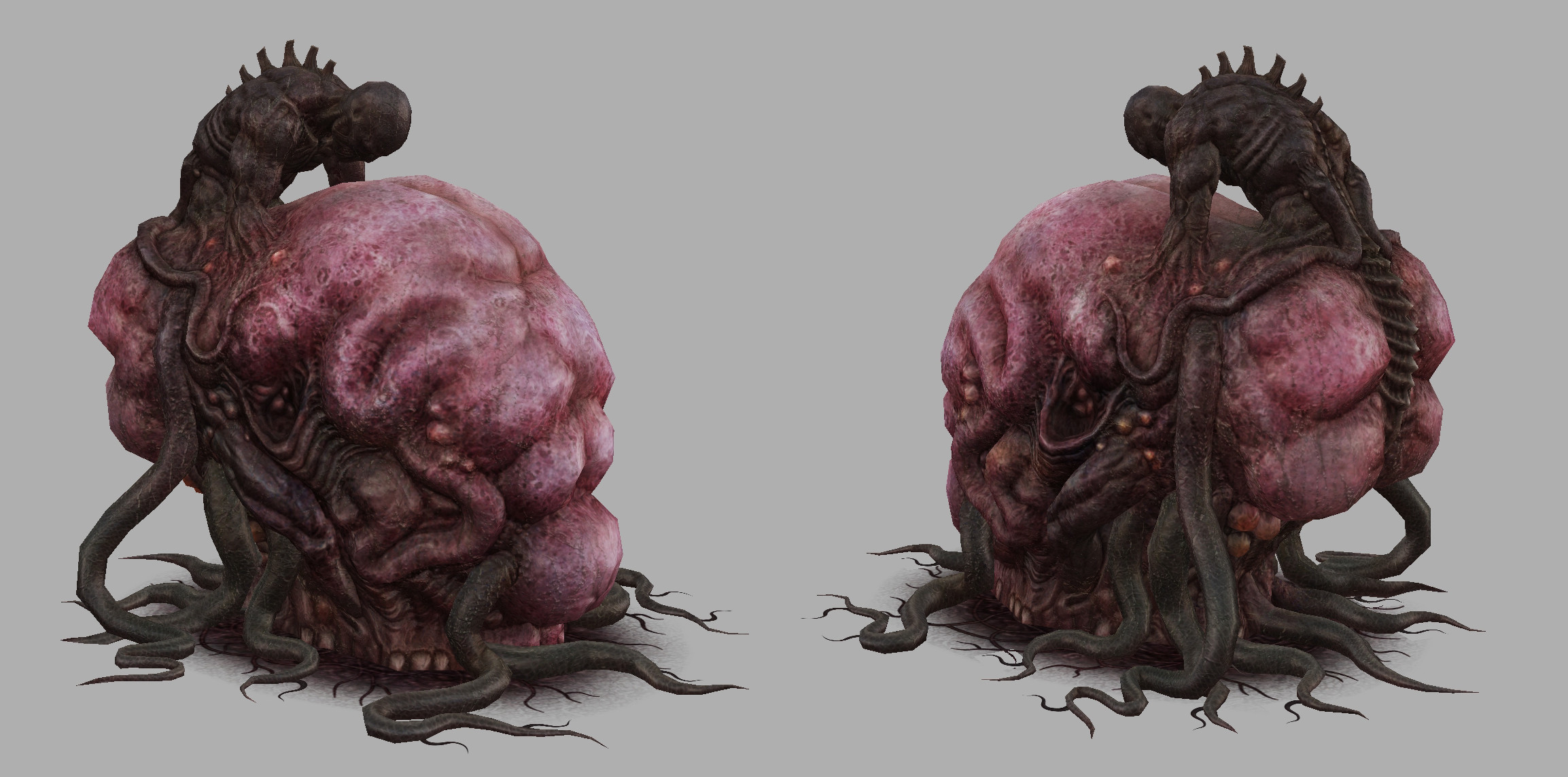 A grotesque, fleshy creature with a humanoid figure on top HD Wallpaper