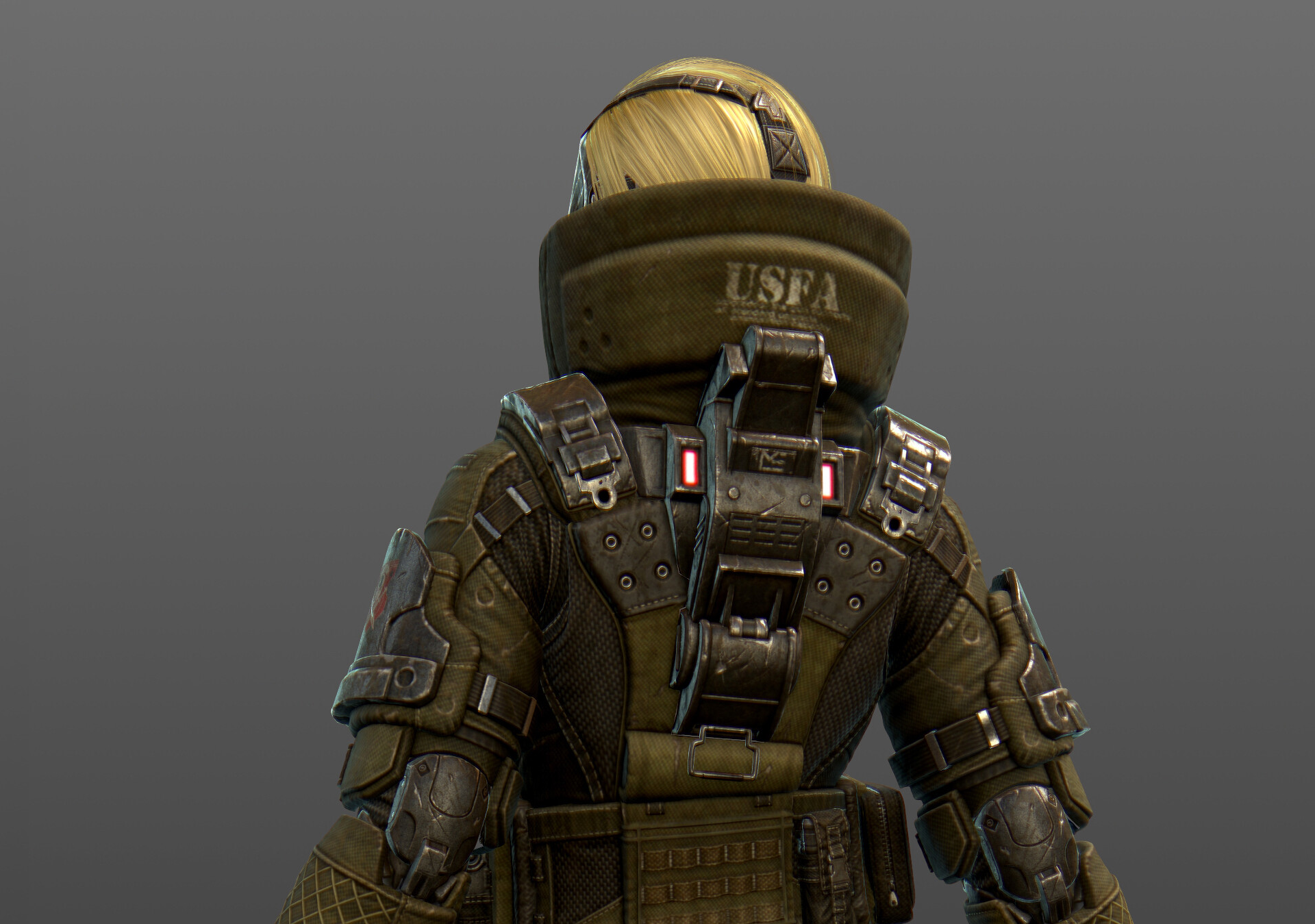 Soldier with USFA armor from behind HD Wallpaper
