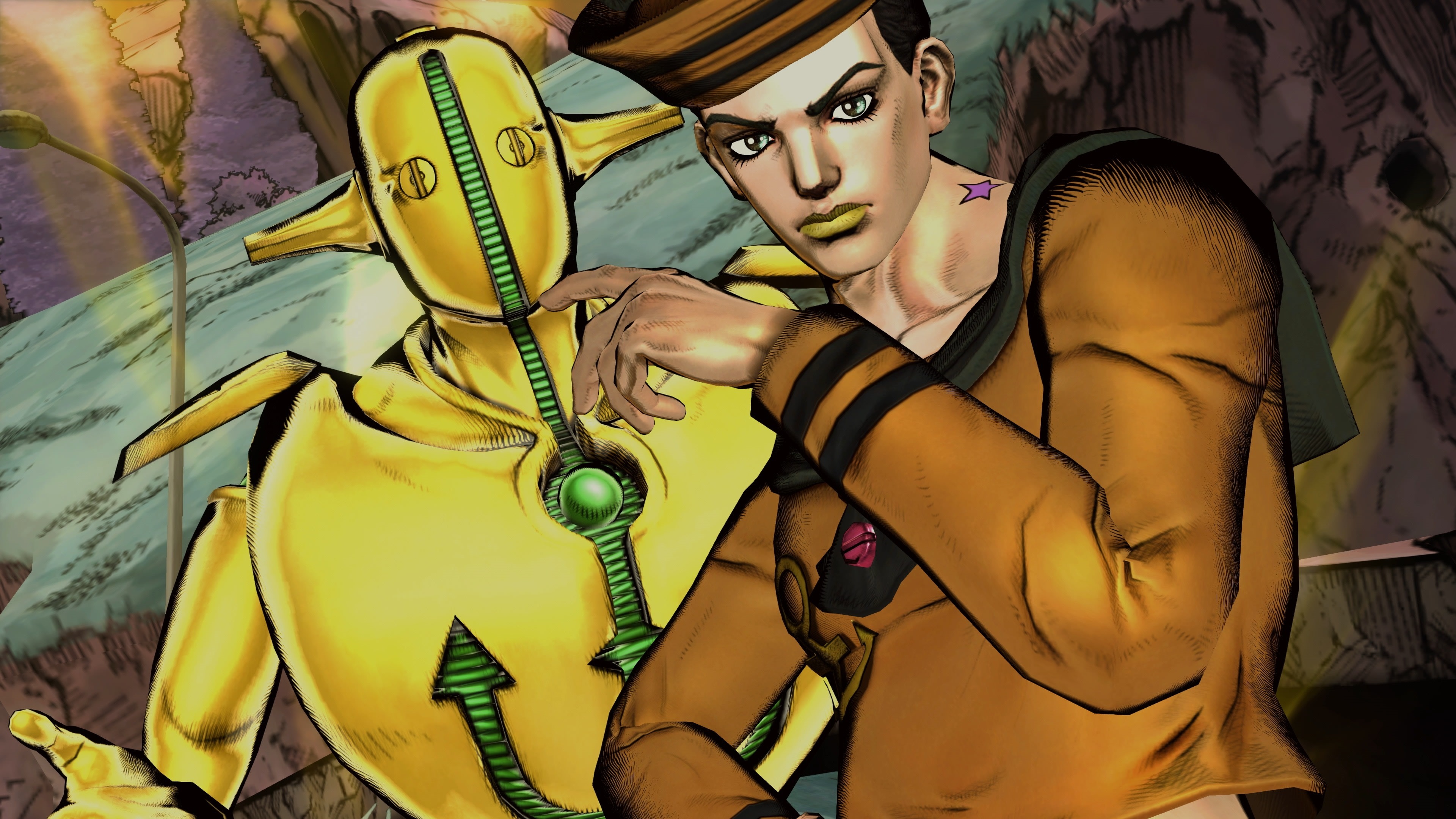 Josuke Higashikata and Soft & Wet from JoJo's Bizarre Adventure: All Star Battle R 4K HD Wallpaper