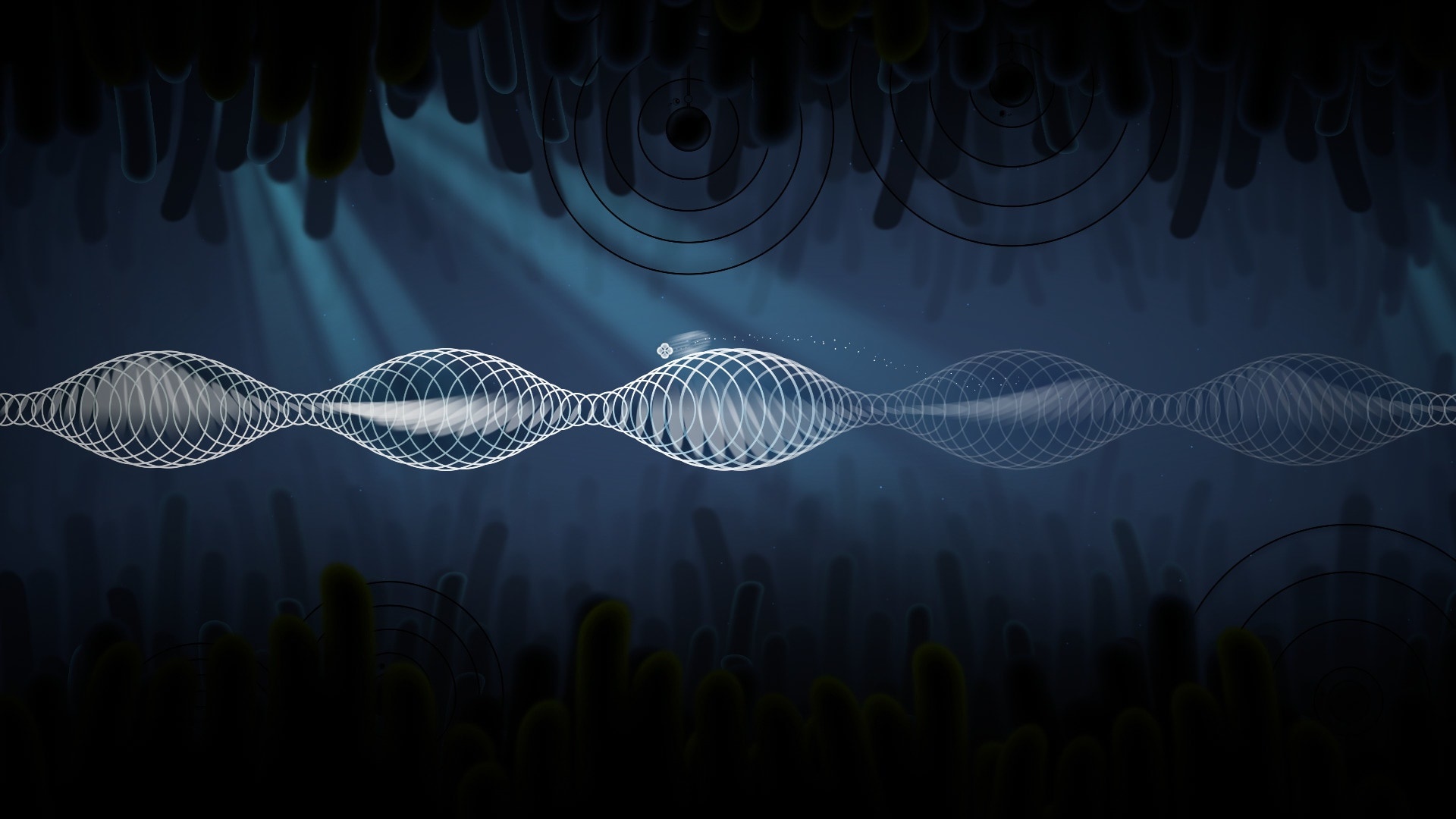 Abstract wave pattern with a small creature HD Wallpaper
