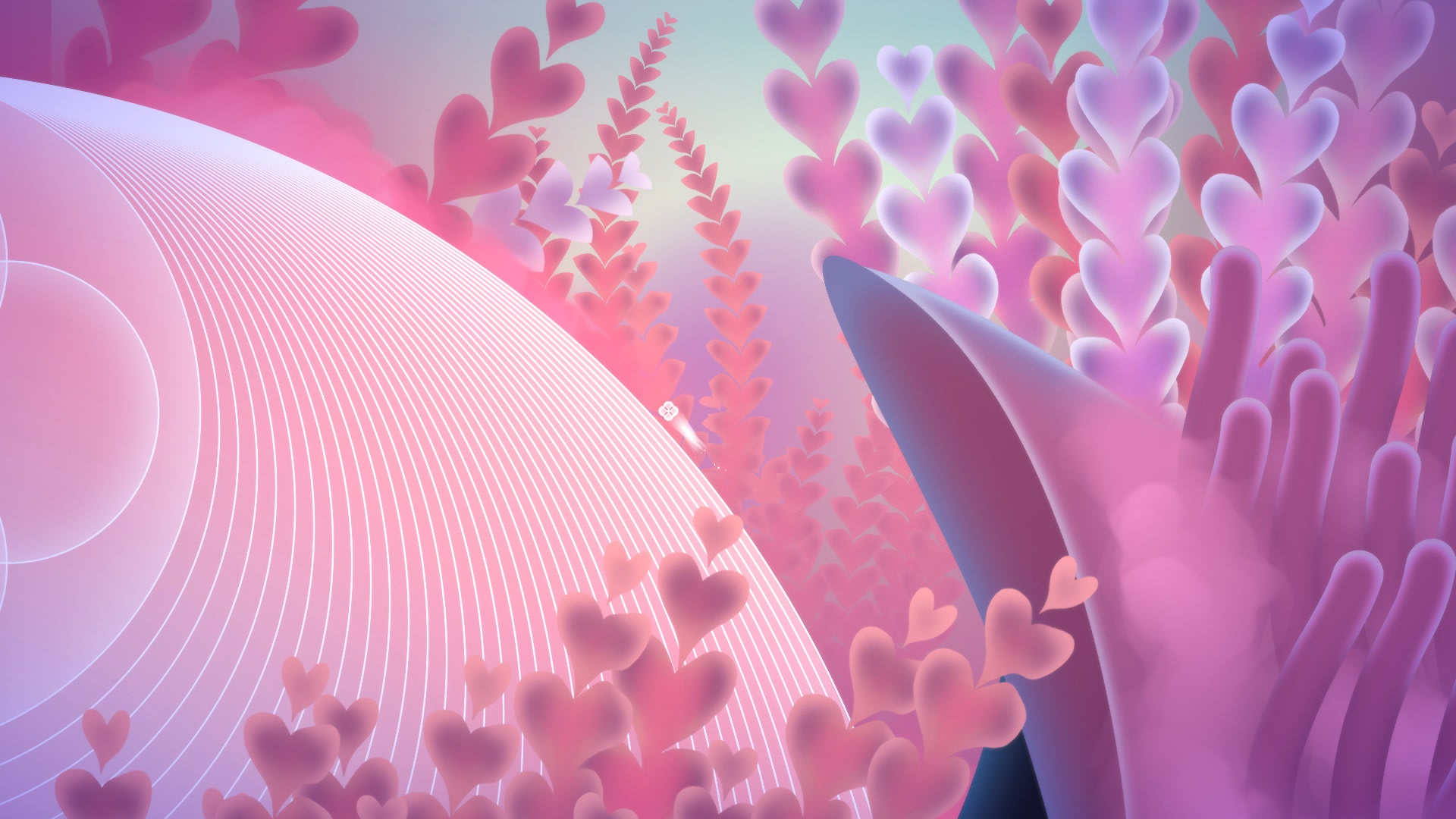 Abstract pink and purple hearts and shapes HD Wallpaper