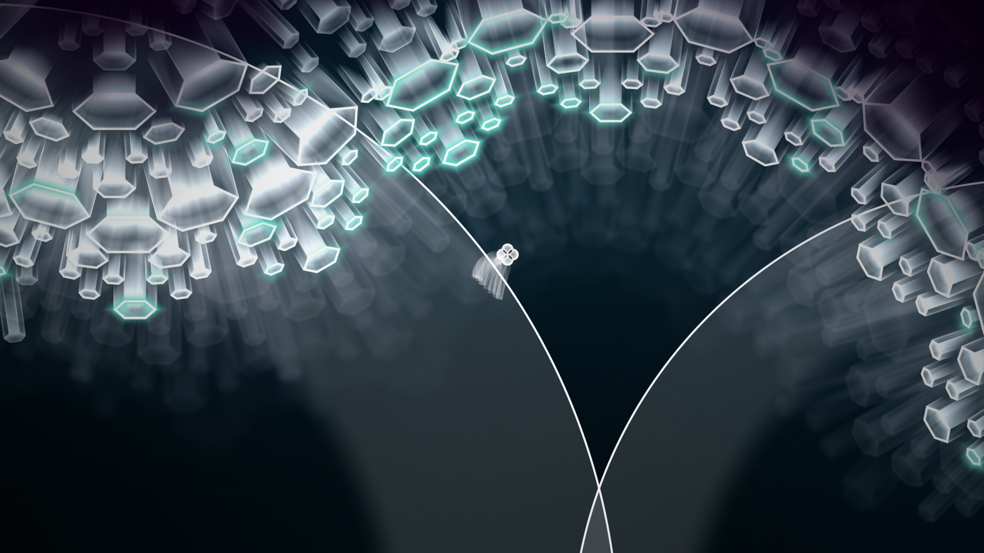Abstract crystalline structures with glowing edges HD Wallpaper