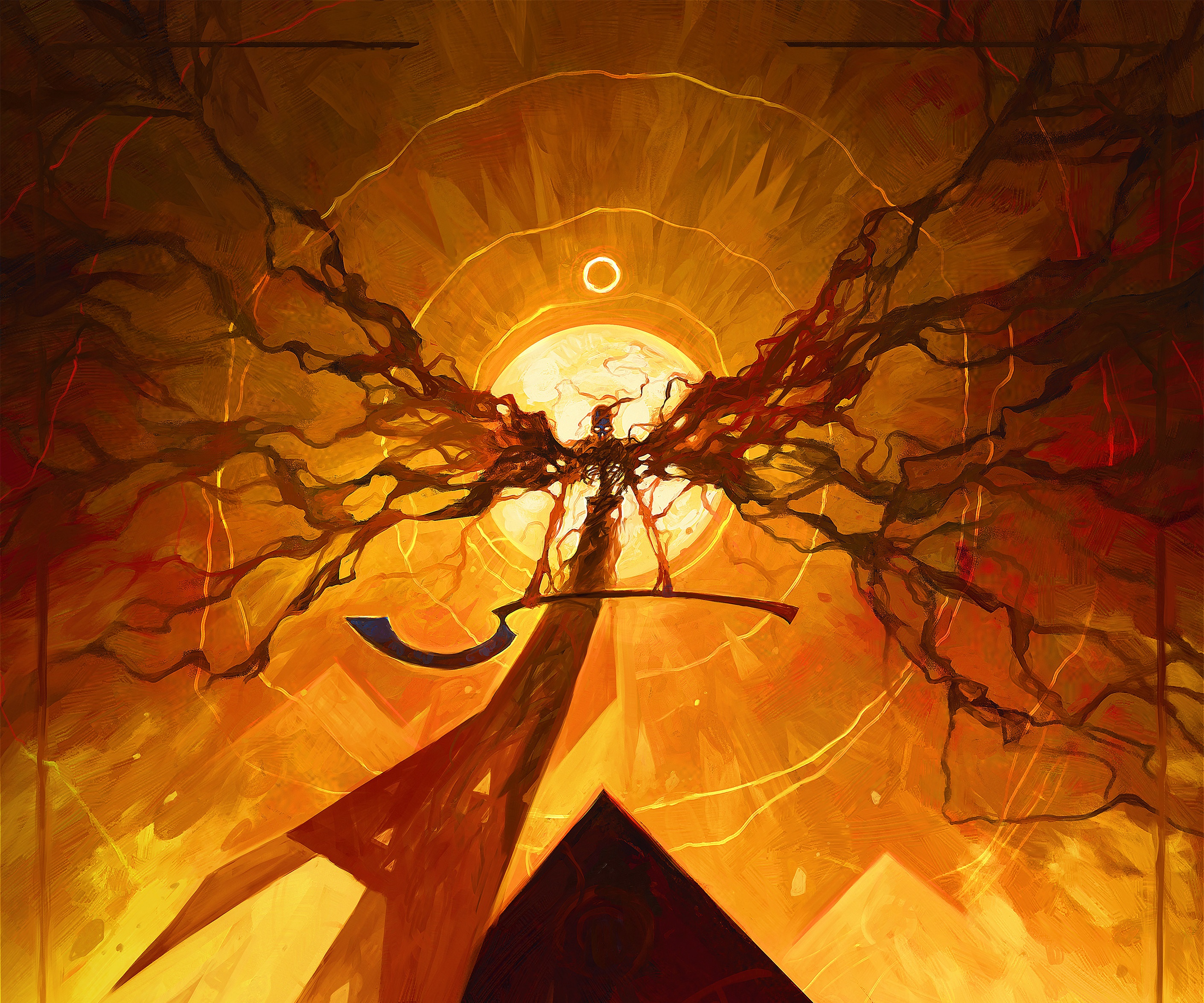 Elden Ring character with wings and scythe HD Wallpaper