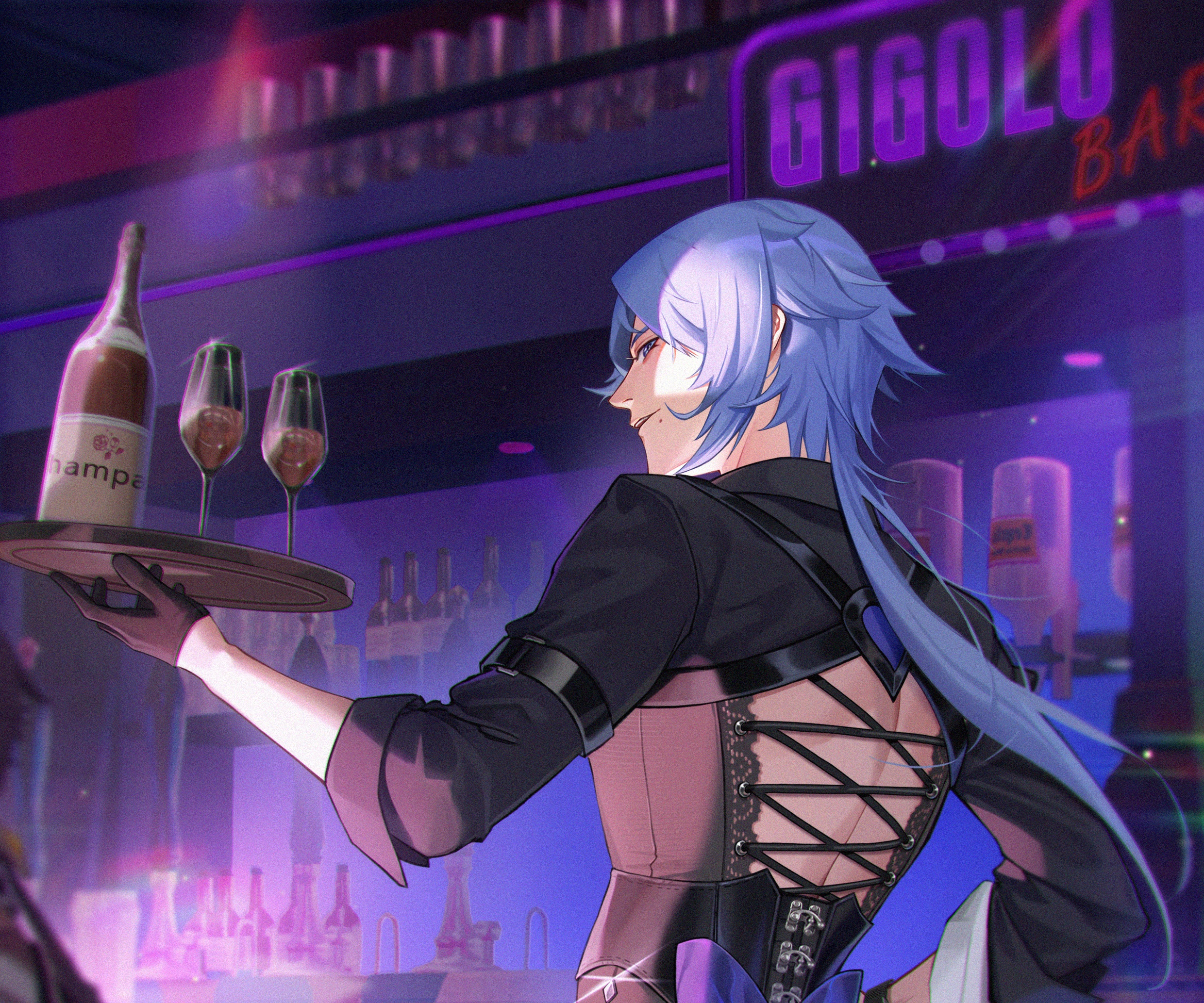 Kamisato Ayato from Genshin Impact at Gigolo Bar HD Wallpaper