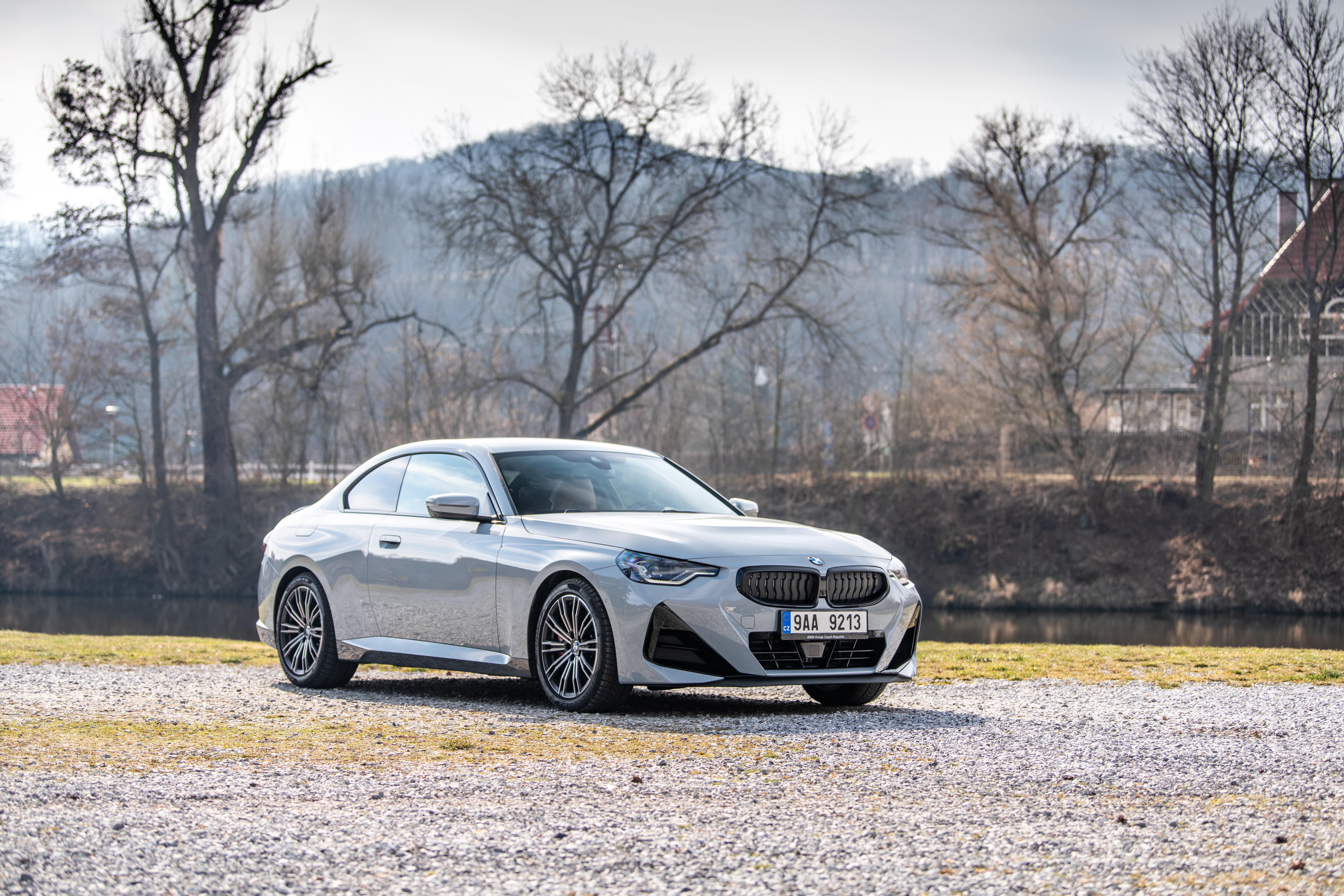 BMW 220d Coupé M Sport parked by a river HD Wallpaper