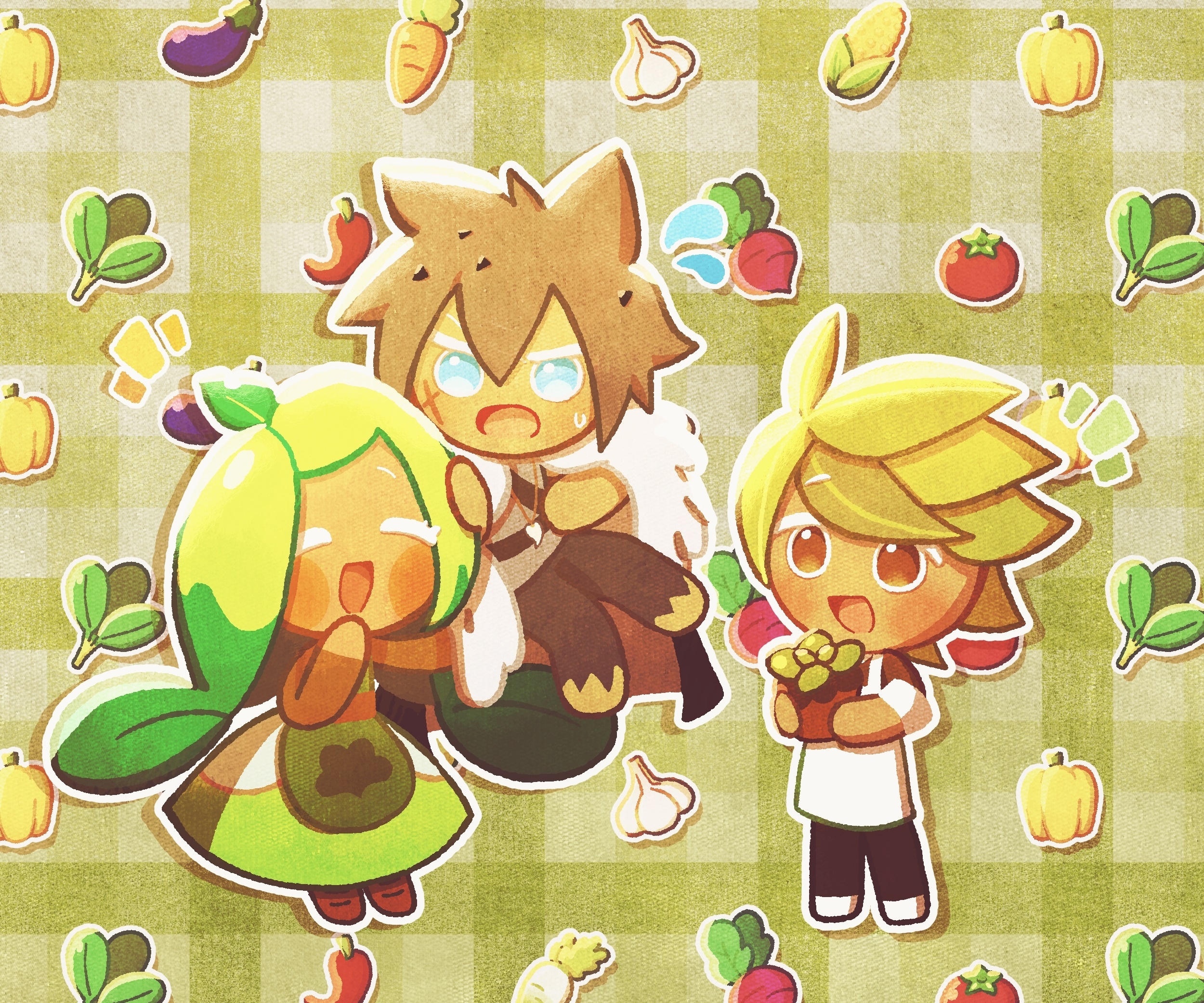 Werewolf Cookie, Spinach Cookie, and Herb Cookie from Cookie Run HD Wallpaper