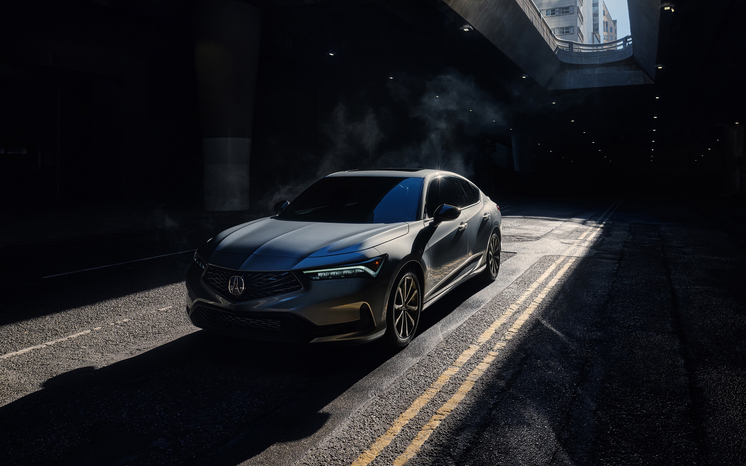Acura Integra driving on a road HD Wallpaper