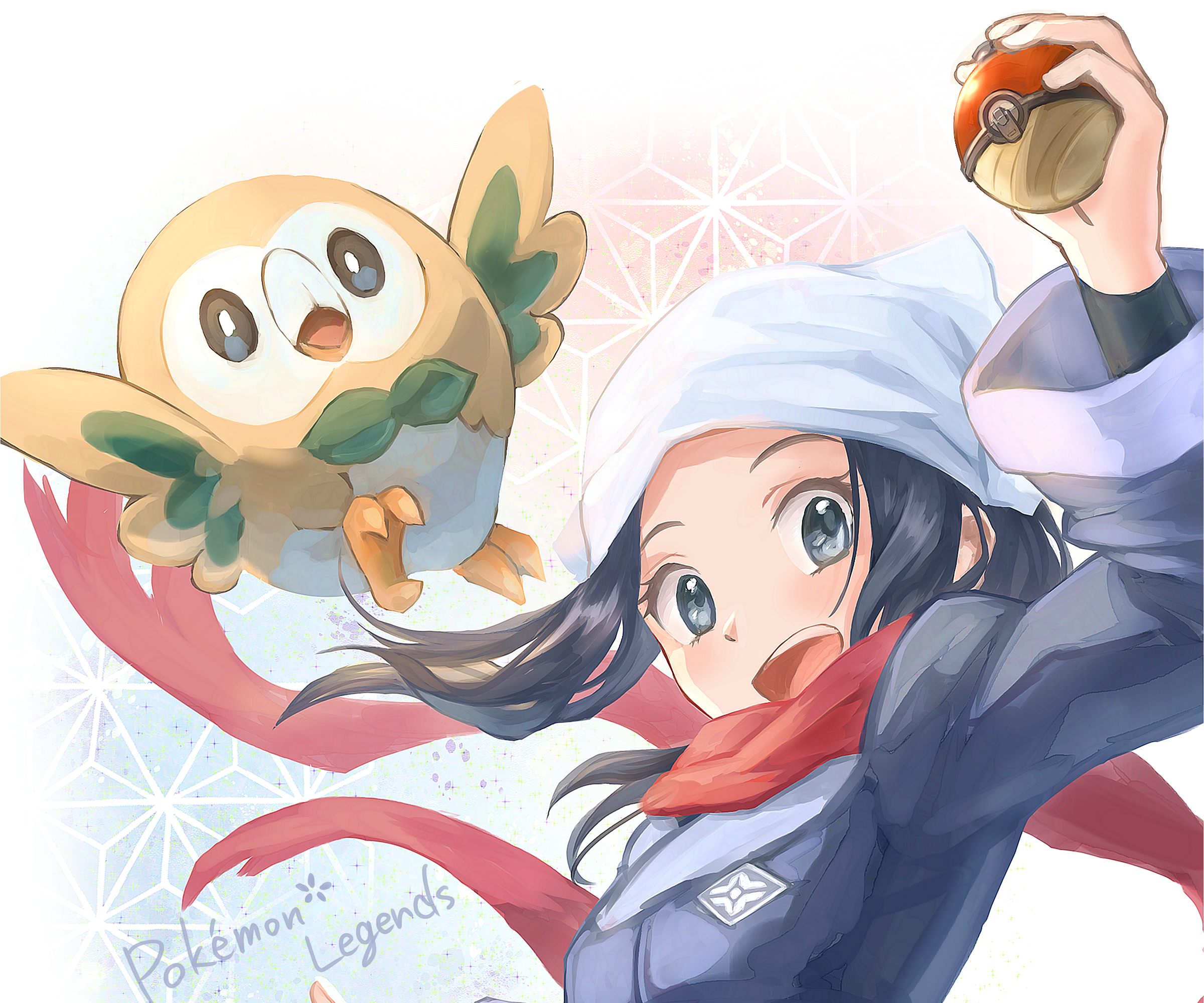 Akari and Rowlet from Pokémon Legends: Arceus HD Wallpaper